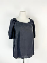 Sandro Black Silk Cap Sleeve Blouse - AU8/10