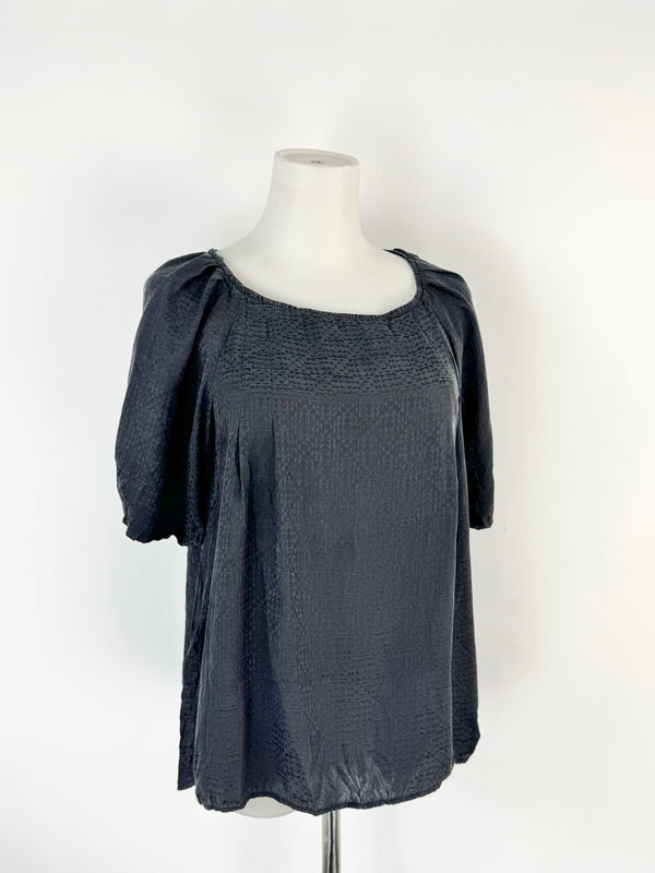 Sandro Black Silk Cap Sleeve Blouse - AU8/10