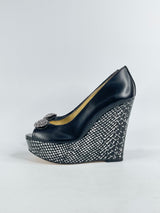 Mimco Black Leather 'Sinatra' Wedge - EU36