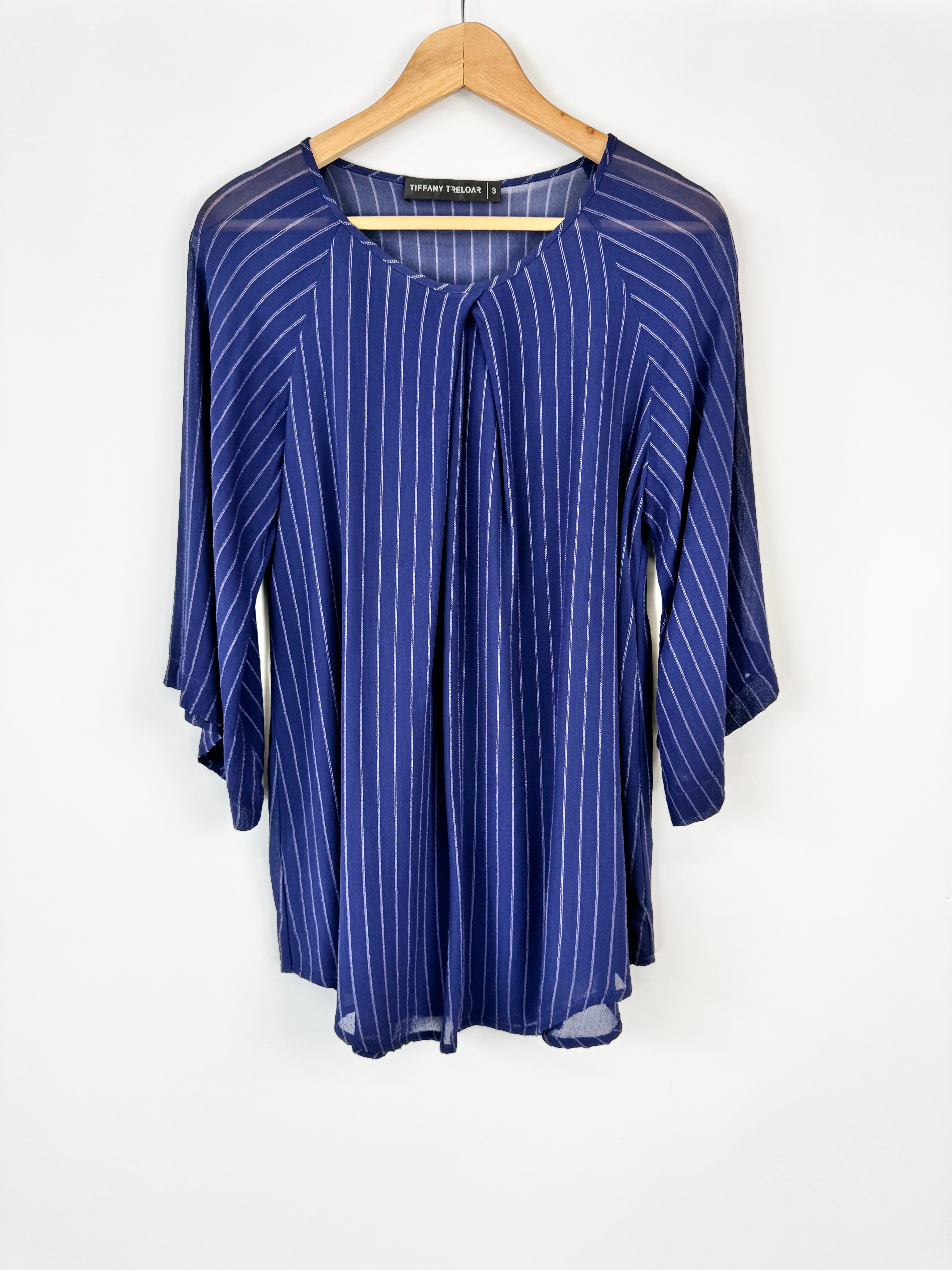 Tiffany Treloar Blue Striped Blouse - AU12