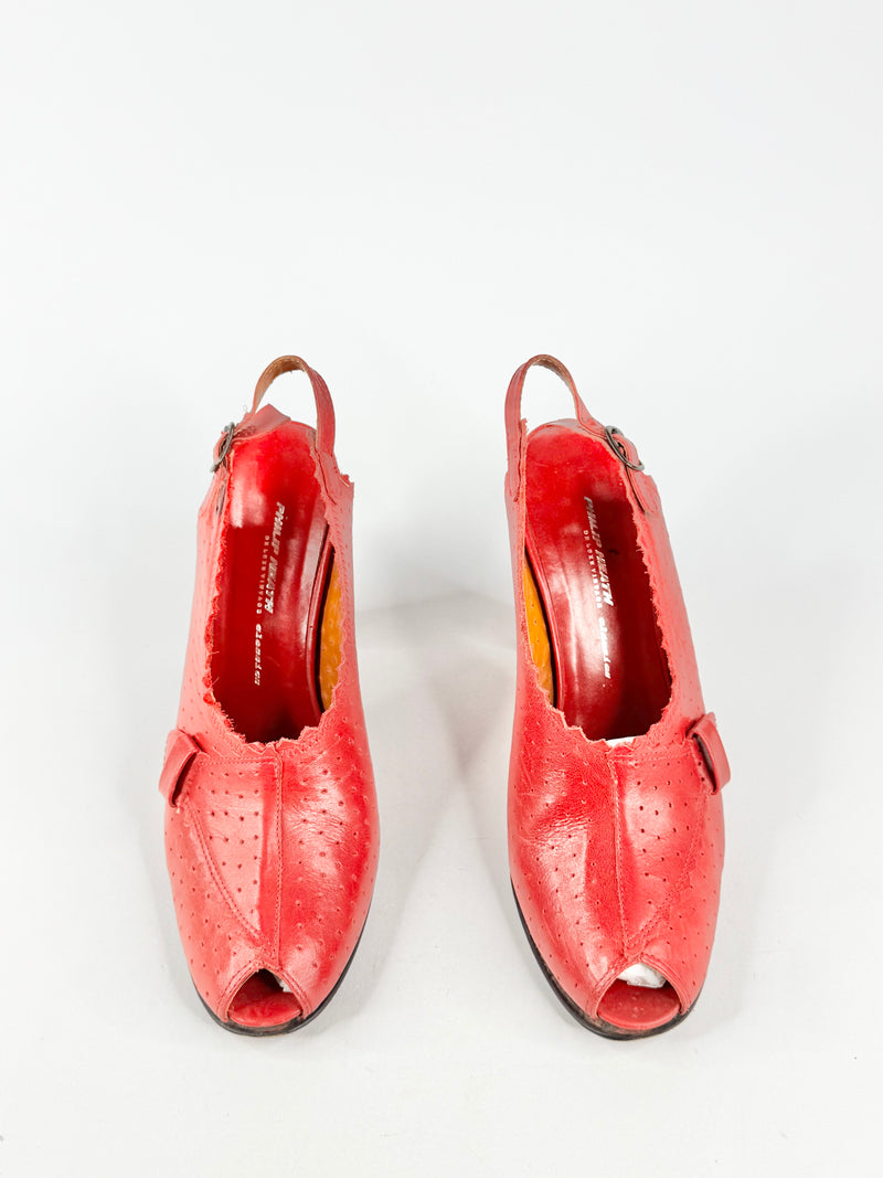 Vintage Philip Heath  'Claudette' Red Dot Sling Backs - EU40