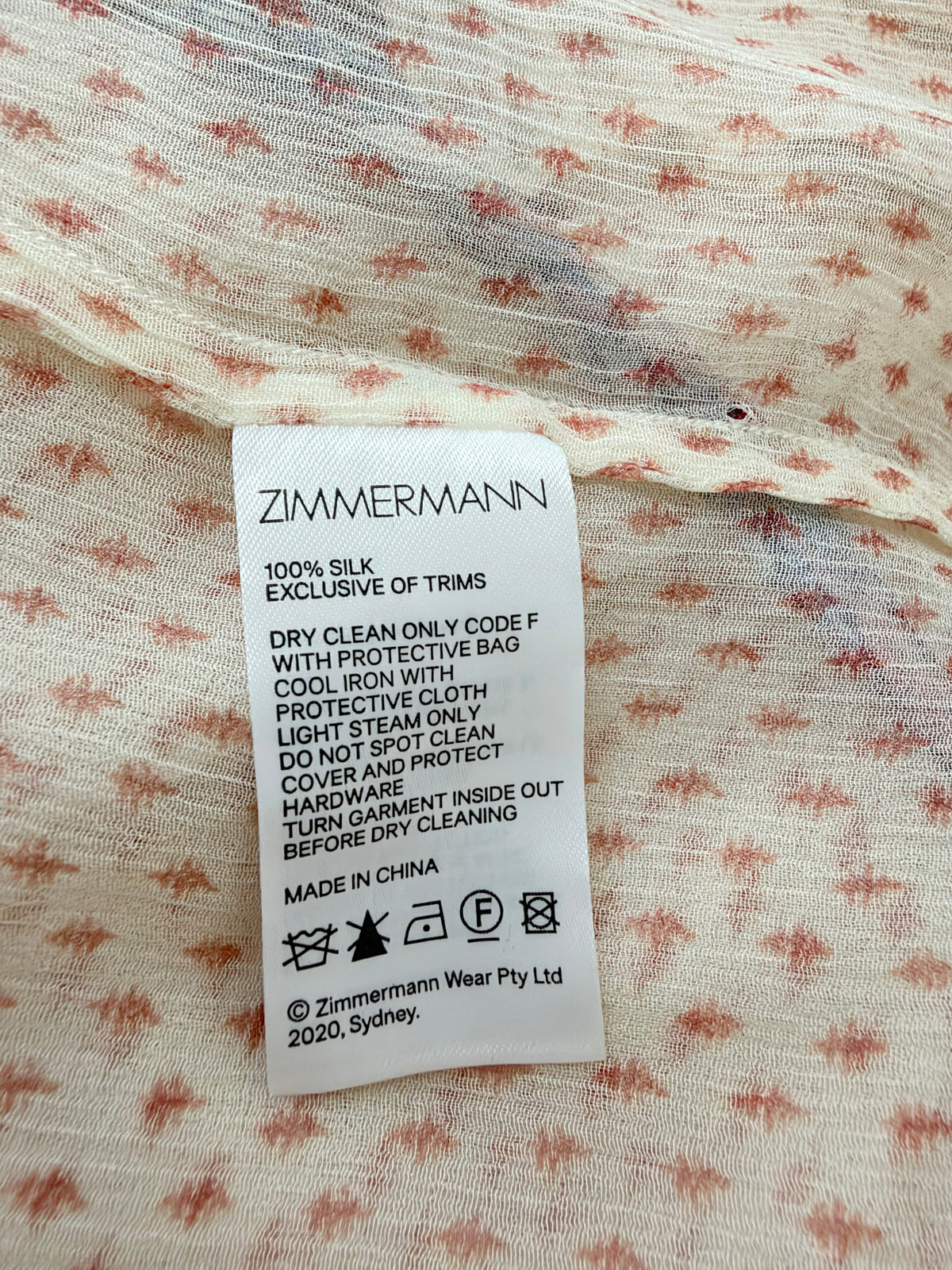 Zimmermann Peach Paisley Pattern Silk Floral Blouse - AU8/10