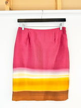 Prada 2012 Silk Blend Maroon & Yellow Pencil Skirt - AU8