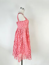 Self-Portrait Coral Pink Lace Covered Dress - AU10/12