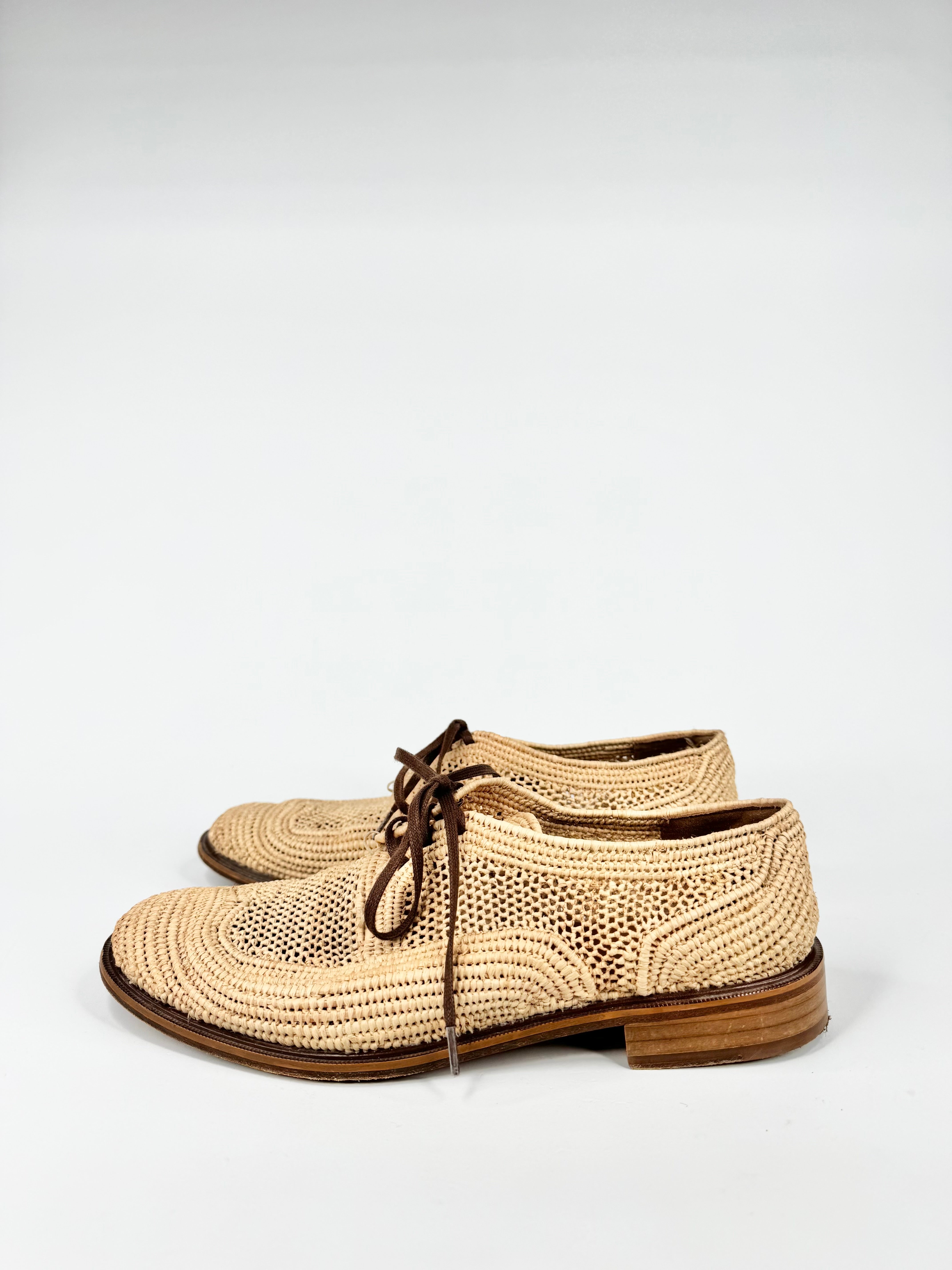 Robert Clergerie Woven Wicker Lace Ups - EU39