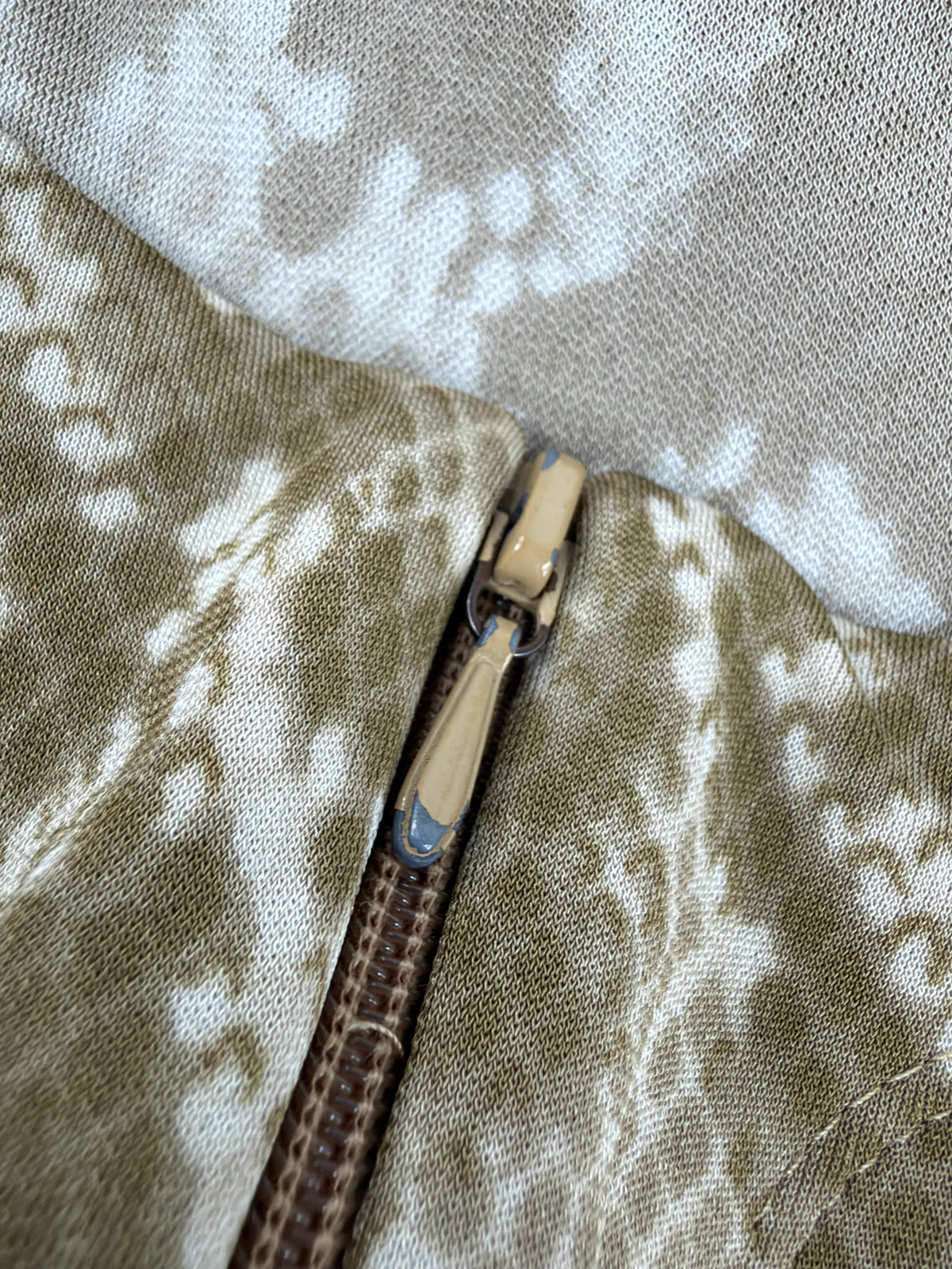 Marina Rinaldi Persona Le Maglie Beige Snakeskin Patterned Zippered Top - AU12/14