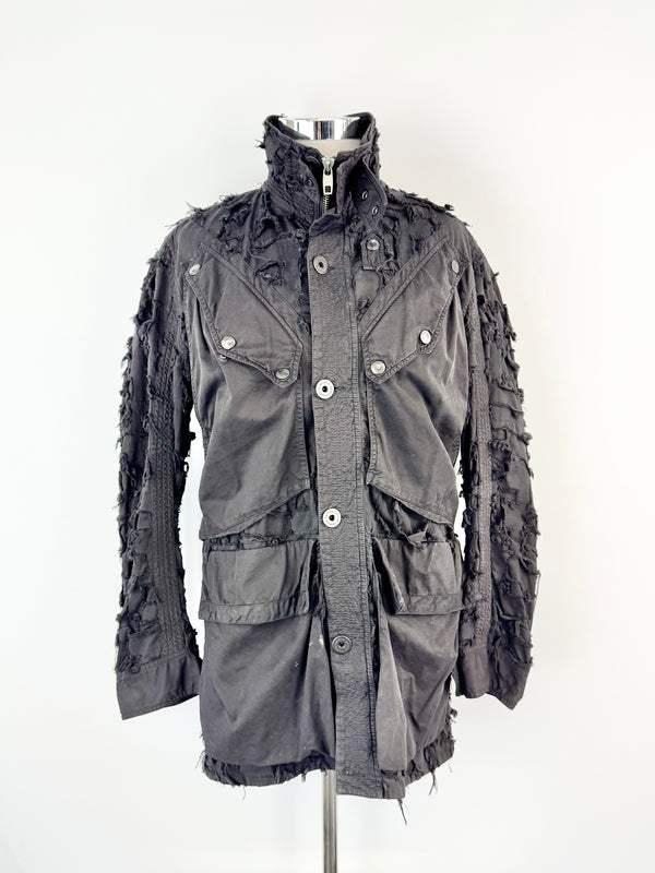 Griffin Studios Black Distressed Cotton Coat - AU10