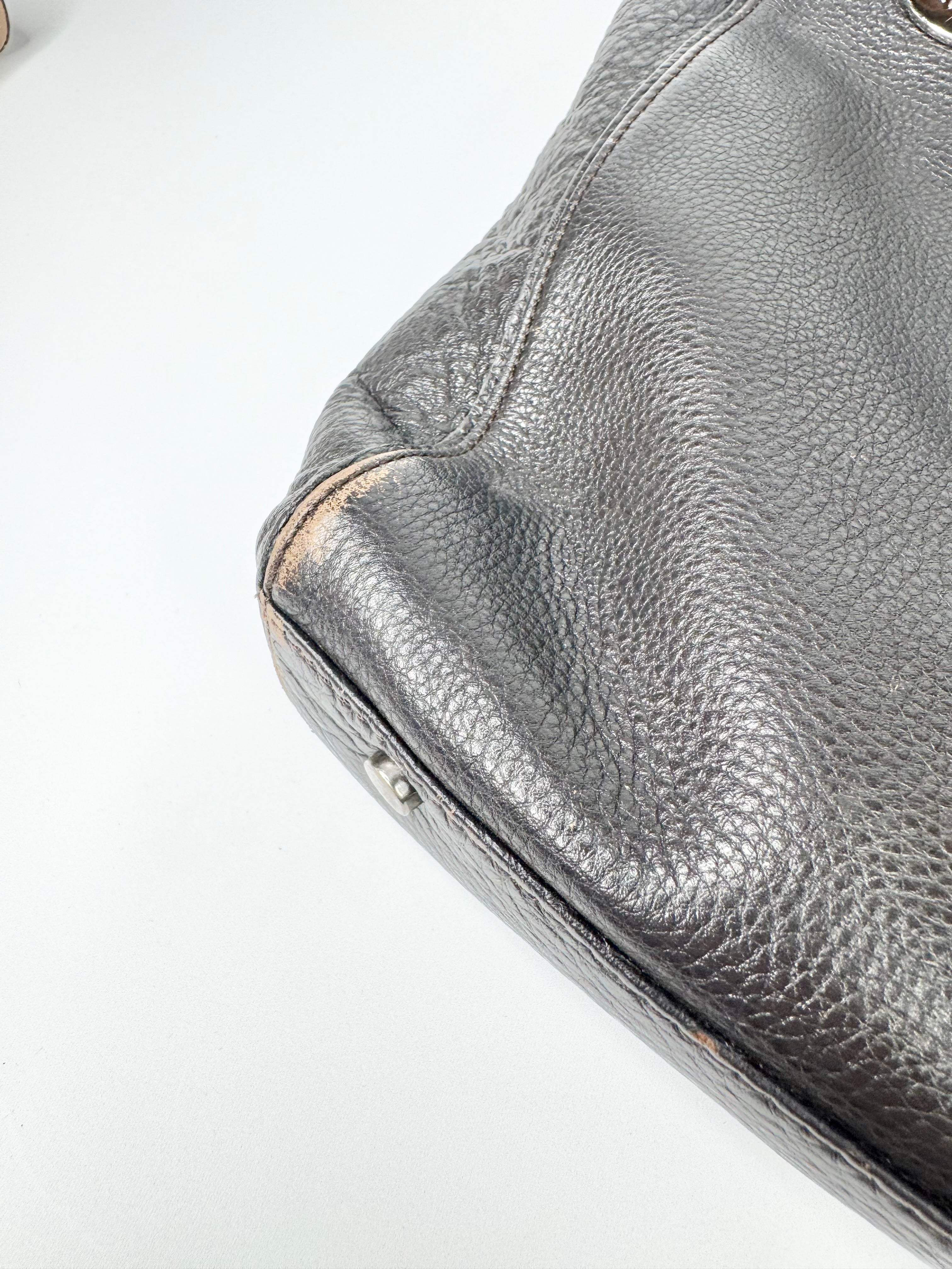 Oroton Brown Black Grained Leather Tote Bag