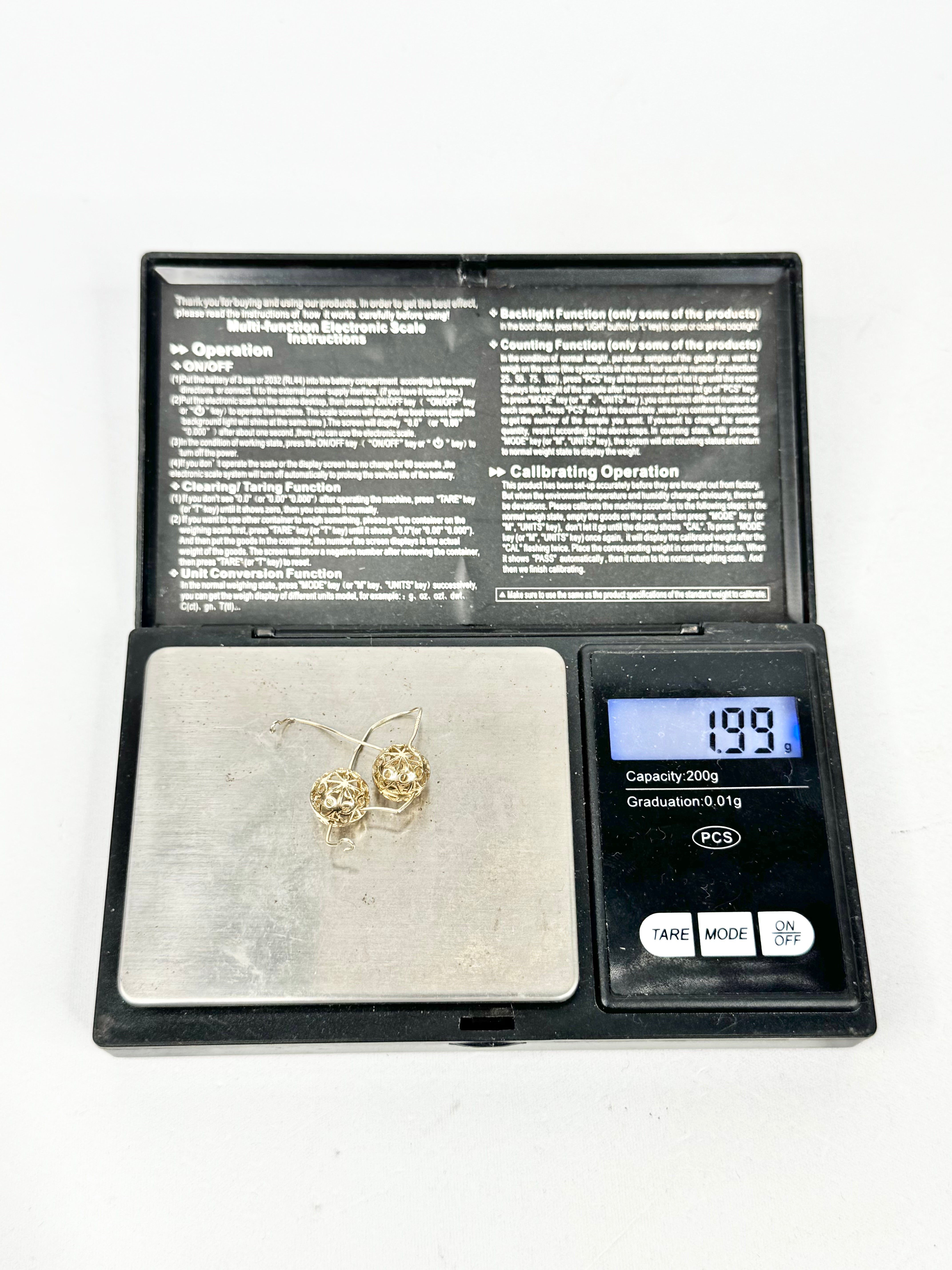 9ct Gold Filigree Ball Earrings