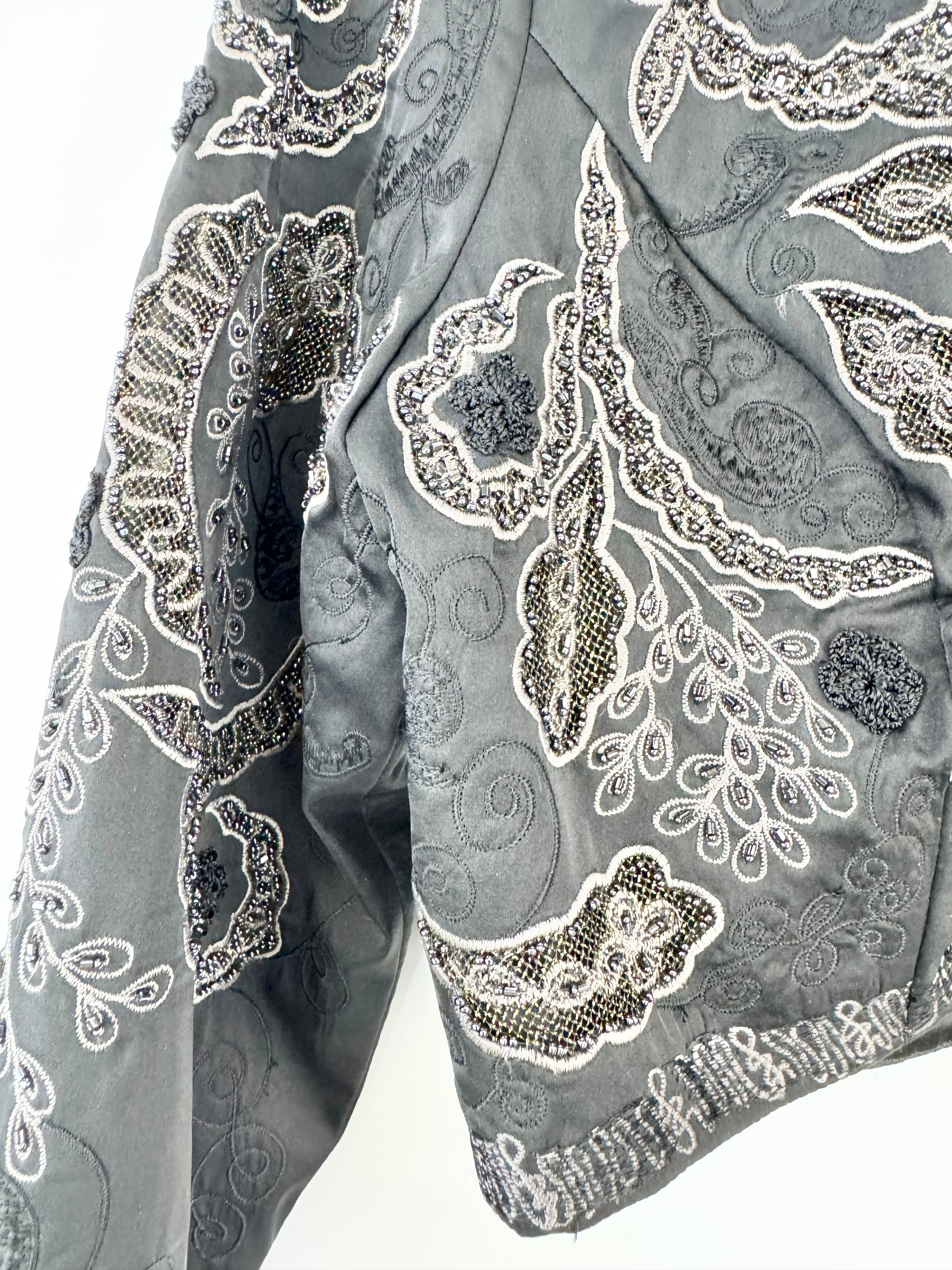 Sue Wong Nocturnal Bead & Lace Cropped Jacket - AU8/10