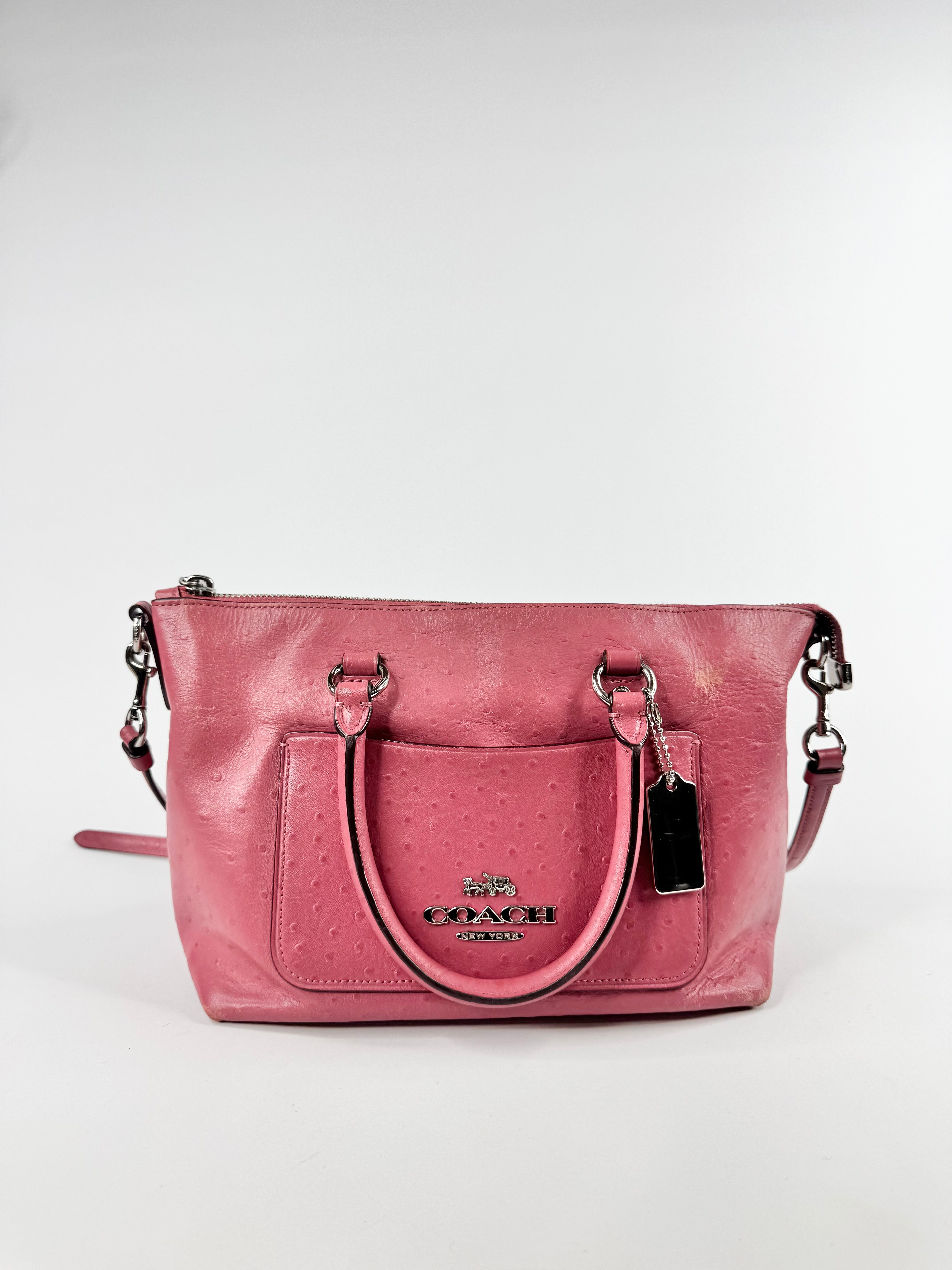 Coach 'Emma' Thulian Pink Faux Ostrich Satchel Bag