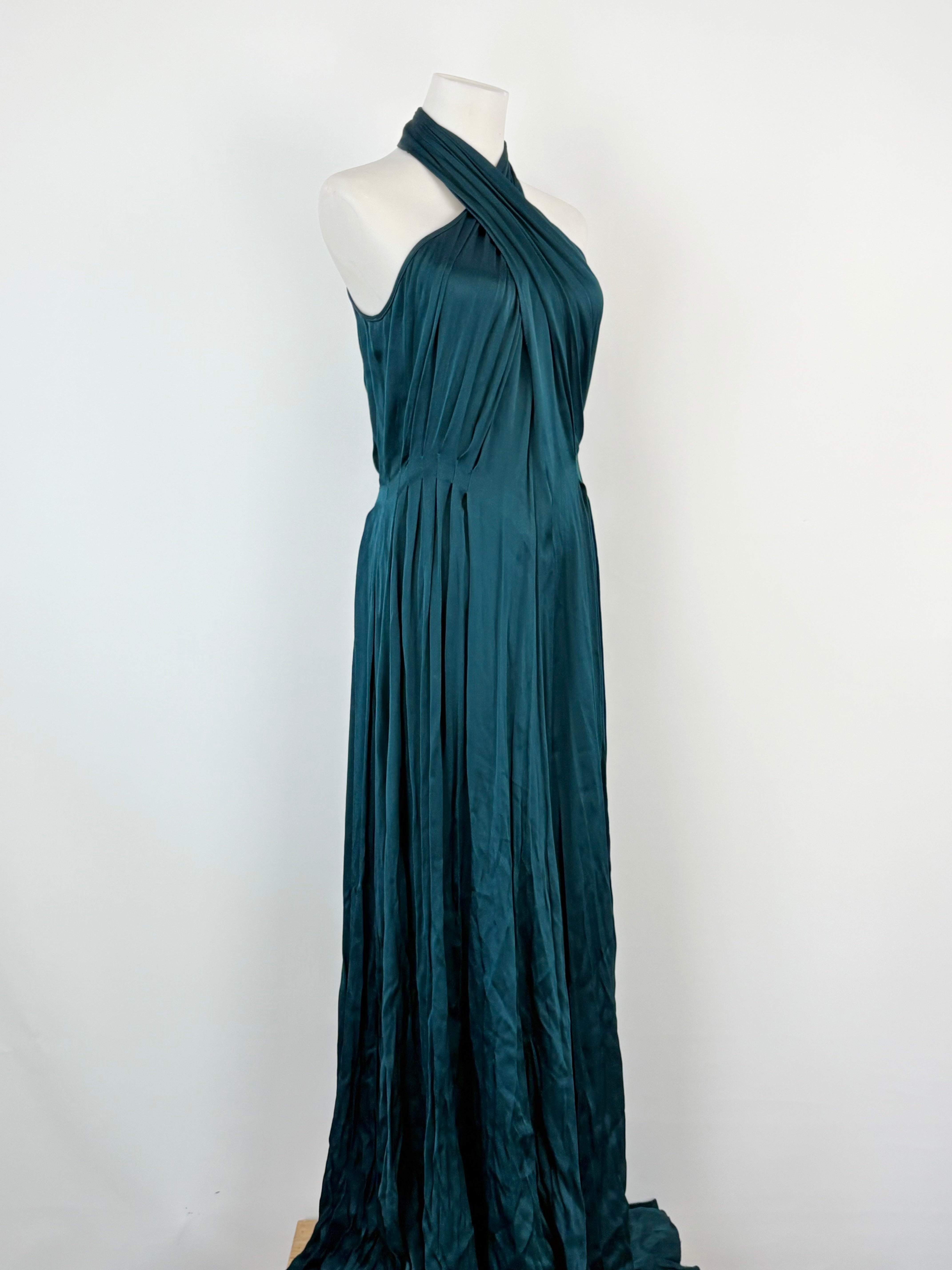 L'Agence Prussian Blue Cross-Strap Halter Neck Gown - AU6/8