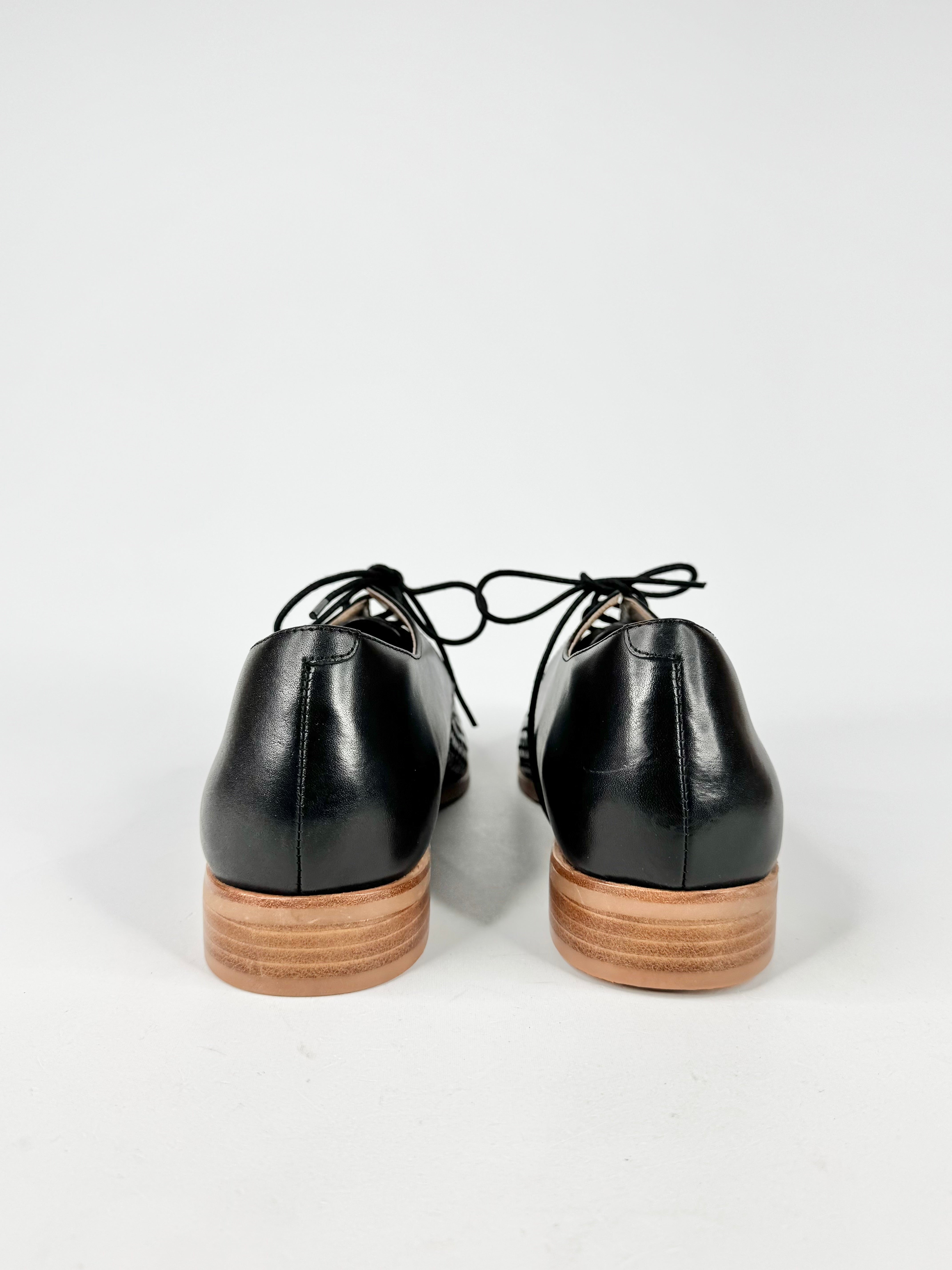 Bared Black Woven Leather Lace Ups NWT - EU41