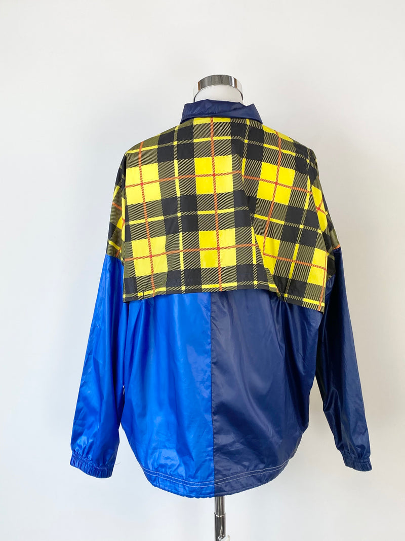 Nike Blue & Yellow Plaid Spliced Tracksuit Jacket - XS