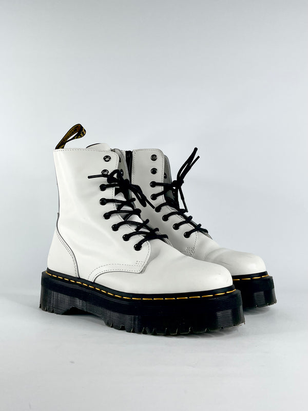 Dr. Martens White Leather 'Jadon' Platform Boots - EU41