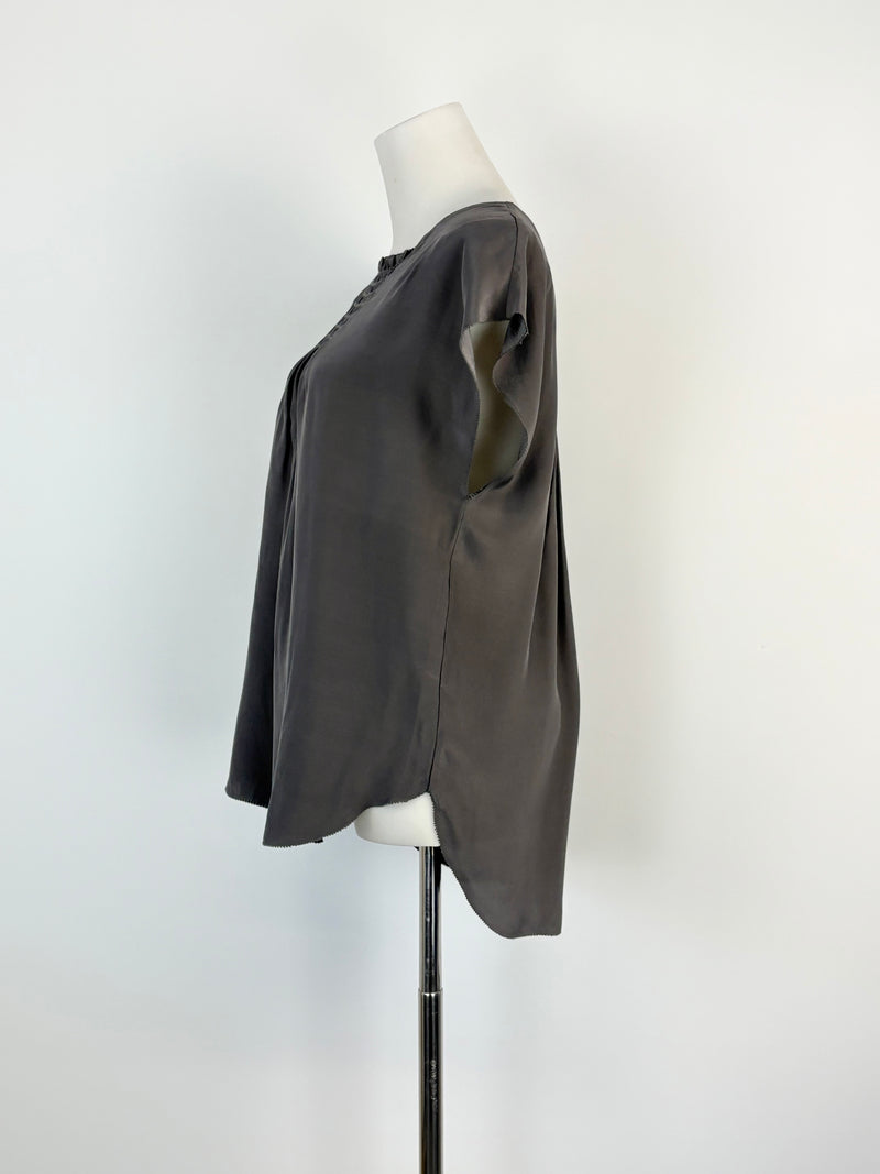 Lee Mathews Slate Grey Silk Blouse - AU8