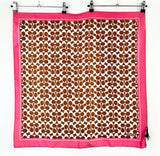 Coach Chocolate & Rose Pink Silk Logo Scarf