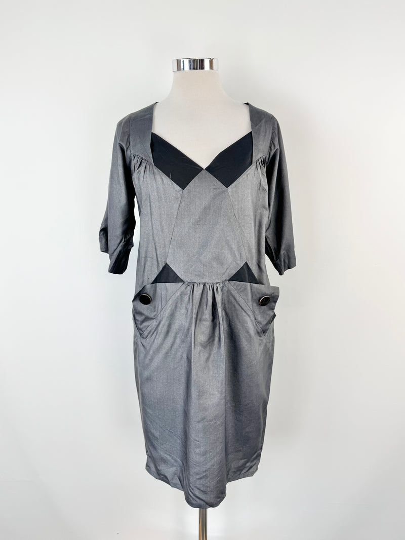 Spijkers En Spijkers Grey Silk Dress - AU12