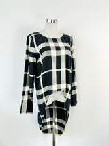 Sass & Bide Black & White Plaid Long Sleeve Top - AU8