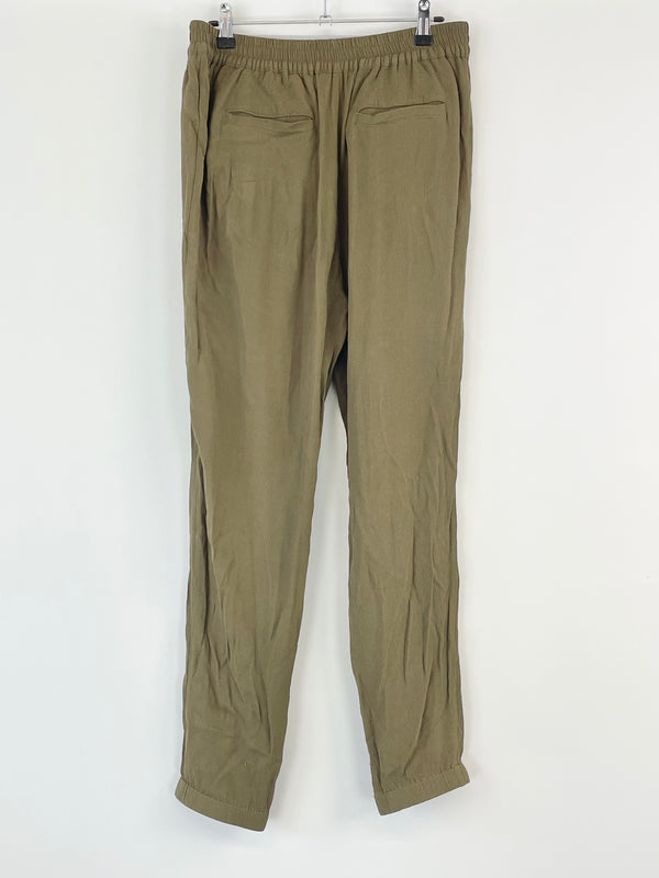 Michael by Michael Kors Olive Green Crepe Track Pants - AU12