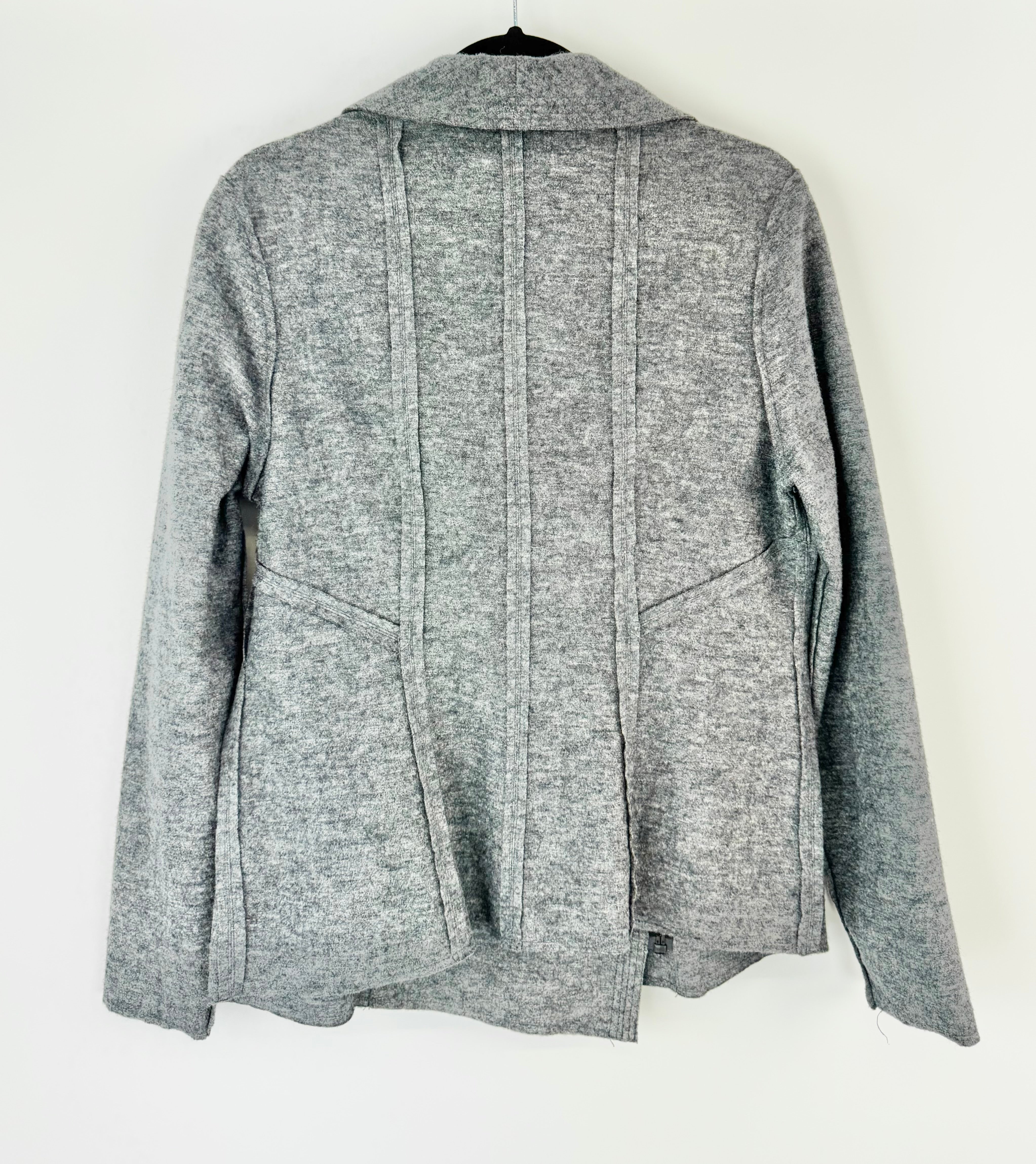 Husk Stone Grey Wool Asymmetrical Cardigan - AU12