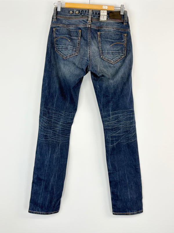 G-Star Raw Midge Dark Blue Saddle Mid-Rise Straight Jeans - W28