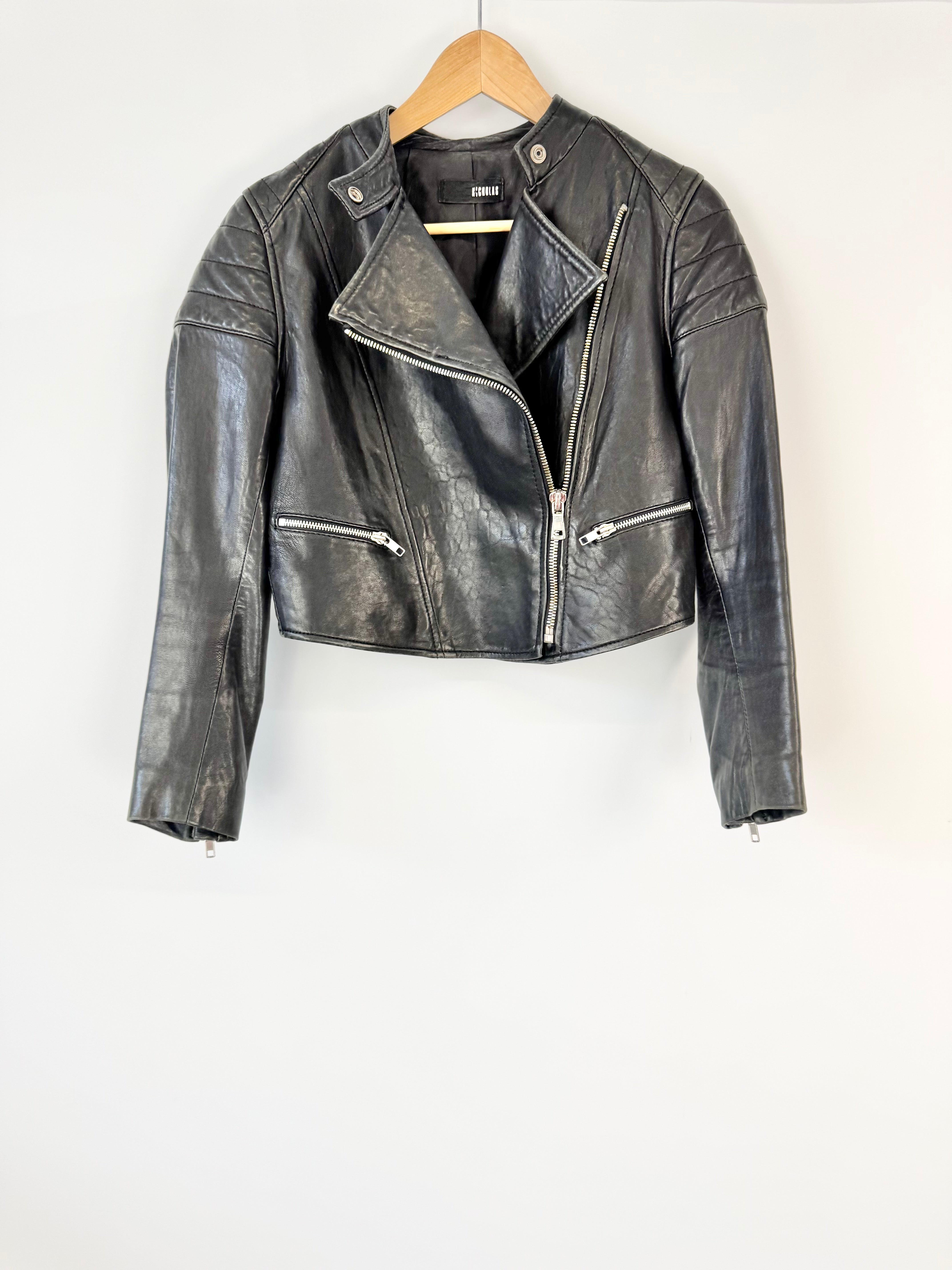 Nicholas Buttery Soft Black Leather Biker Jacket - AU8