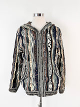 Geccu Australia Blue & Grey 3D Merino Wool Zippered Hoodie - S