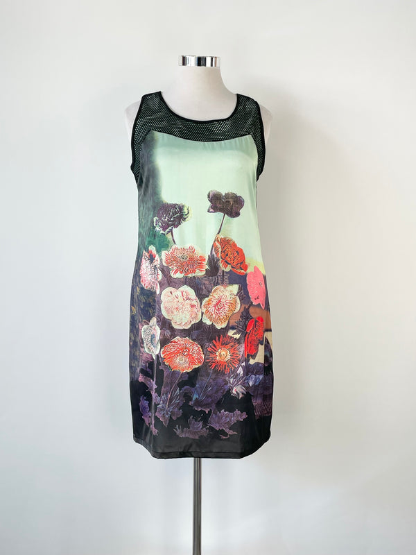 Christopher Wren Mesh Paneled Floral Midi Dress - AU16