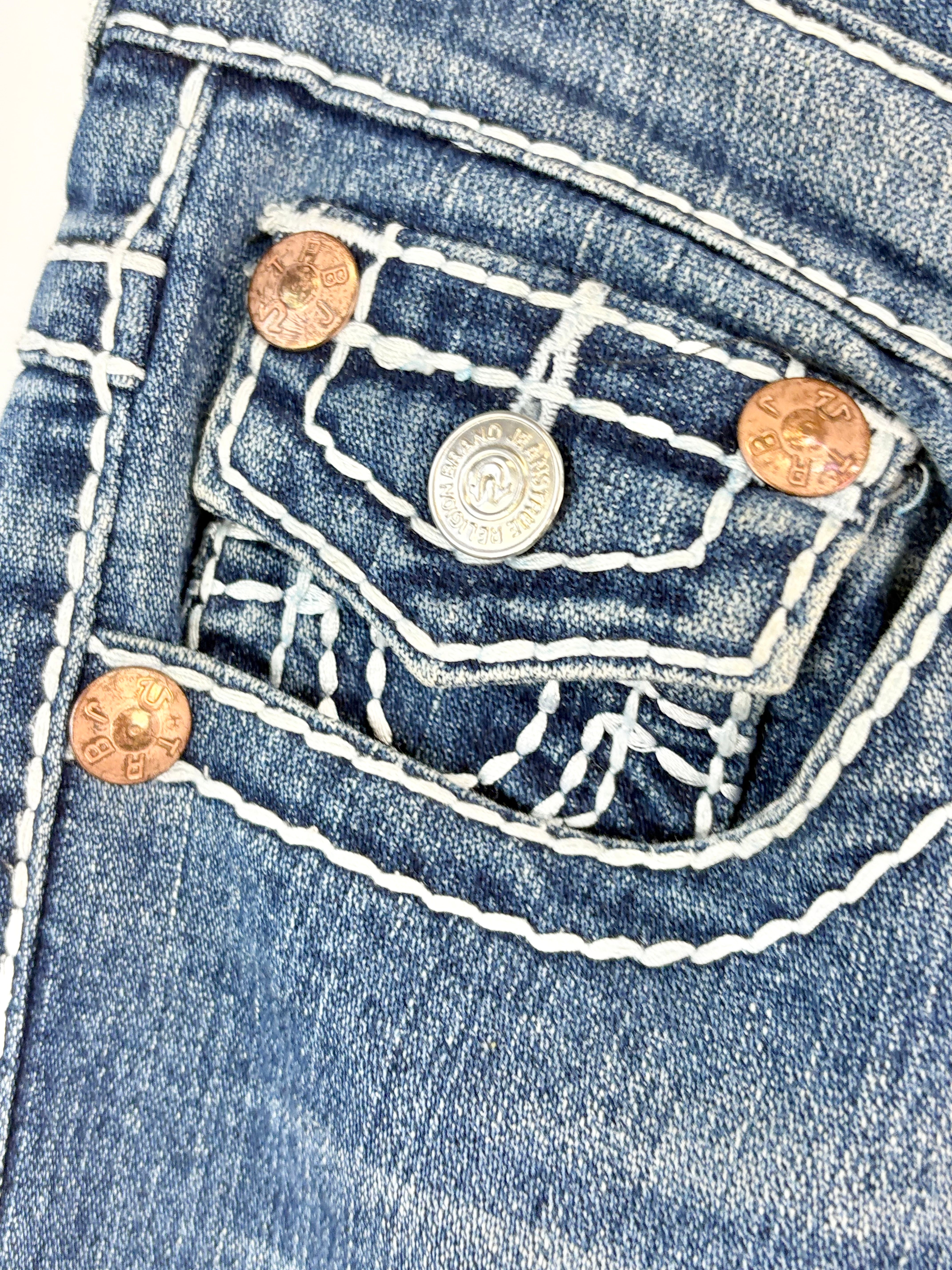 True Religion Dark Blue Distressed Skinny-Fit Jeans - W29