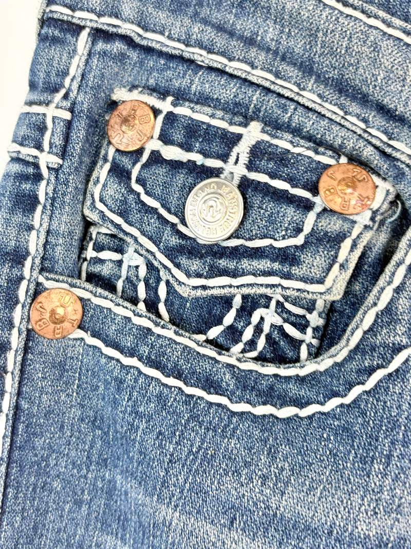 True Religion Dark Blue Distressed Skinny-Fit Jeans - W29