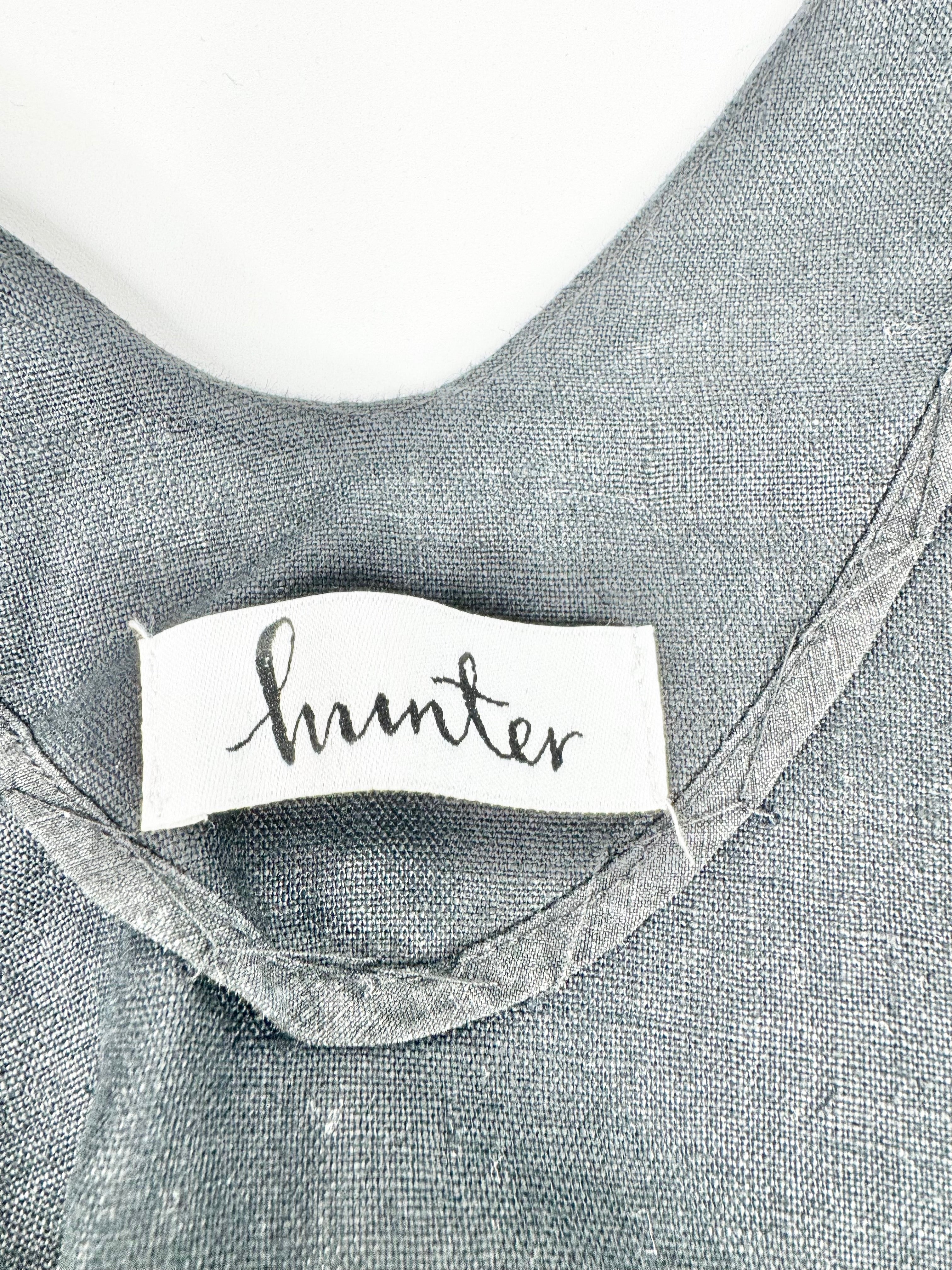 MFW Hunter Black Linen Relaxed Puff Sleeve Top - AU10/12