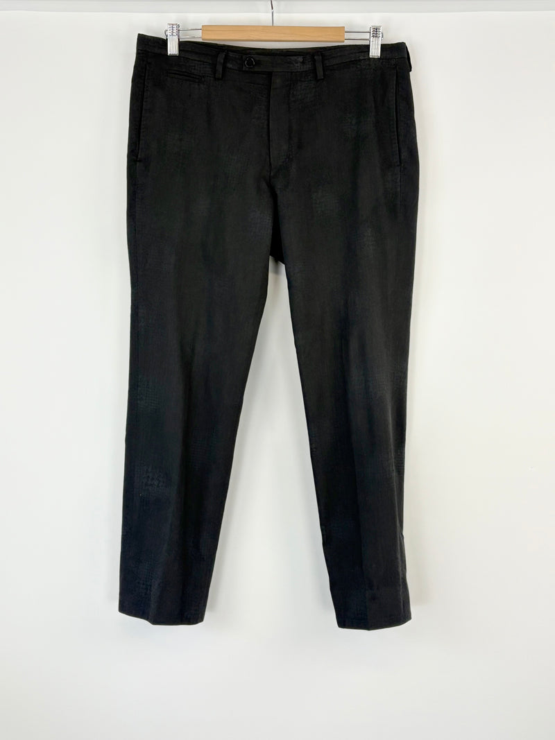 Kenzo Black Wool-Blend Textured Trousers - 46