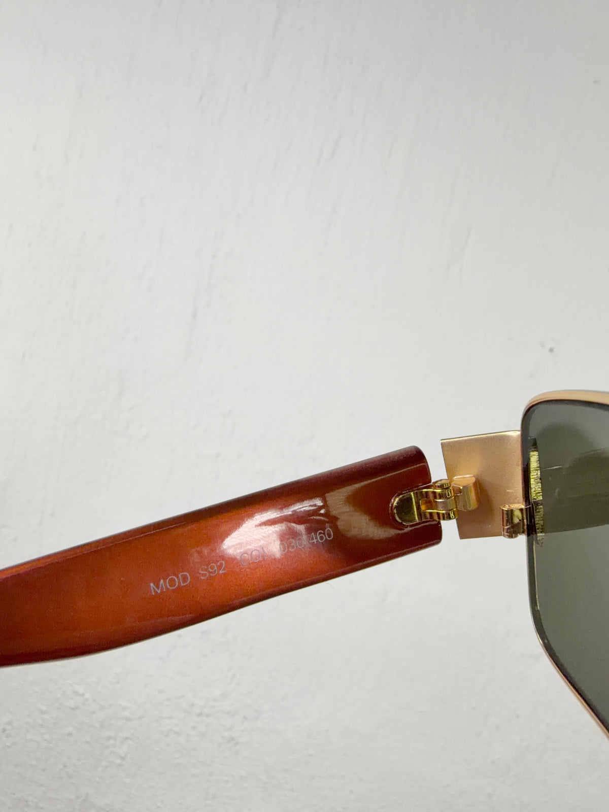 Vintage Versace Gold & Amber Meander Patterned Rectangle Square Sunglasses