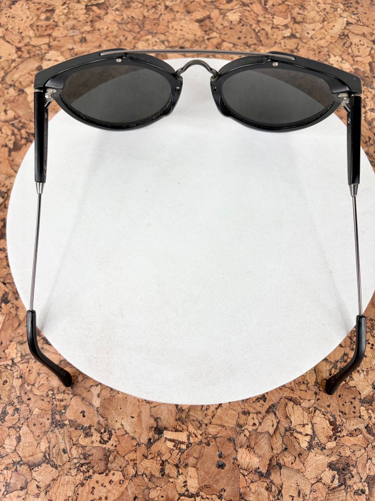 Retrofuture Italian Made Black Round Frame Sunglasses