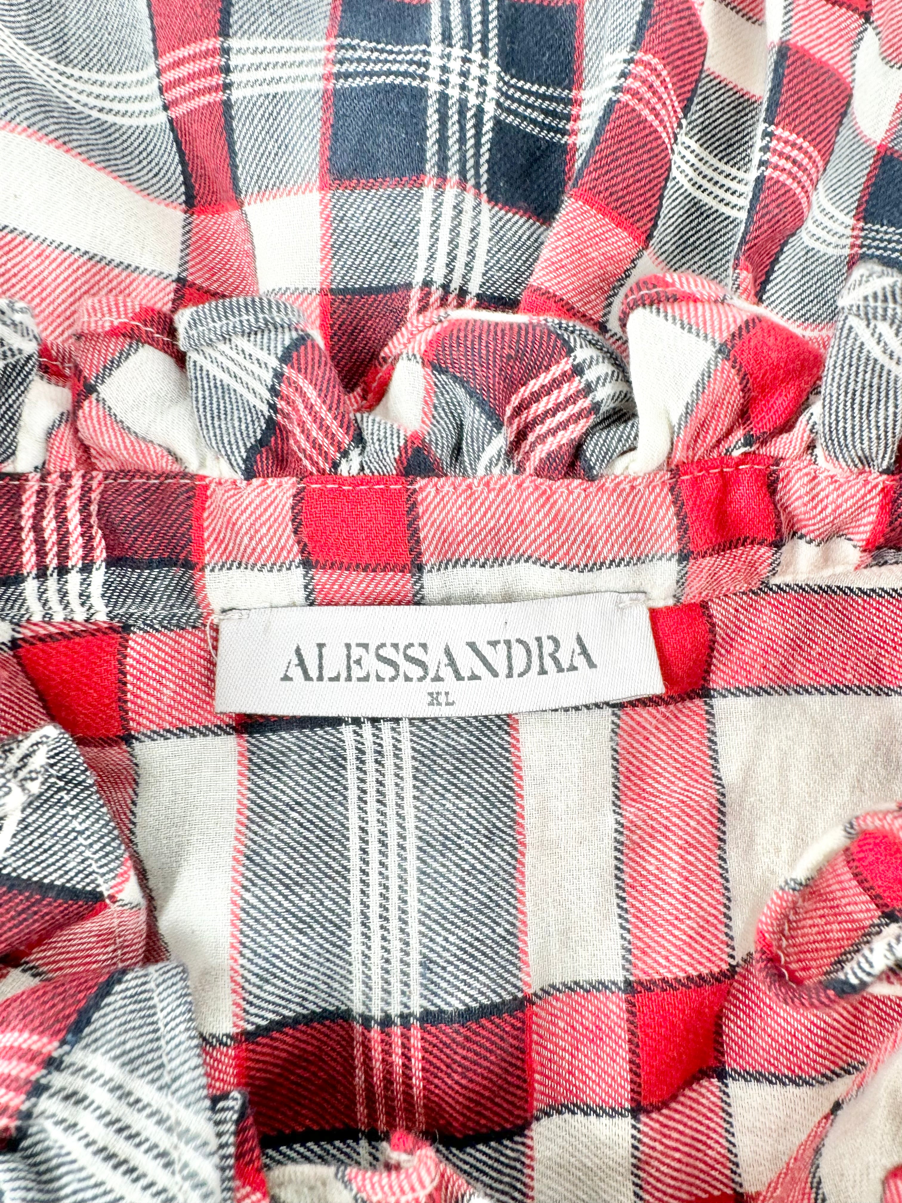 Alessandria Burnt Orange Plaid Ruffle Trim Blouse - AU16