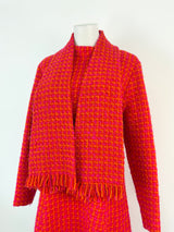 Vintage 60s Allen Gar Fuchsia & Orange Woven-Wool Dress - AU8