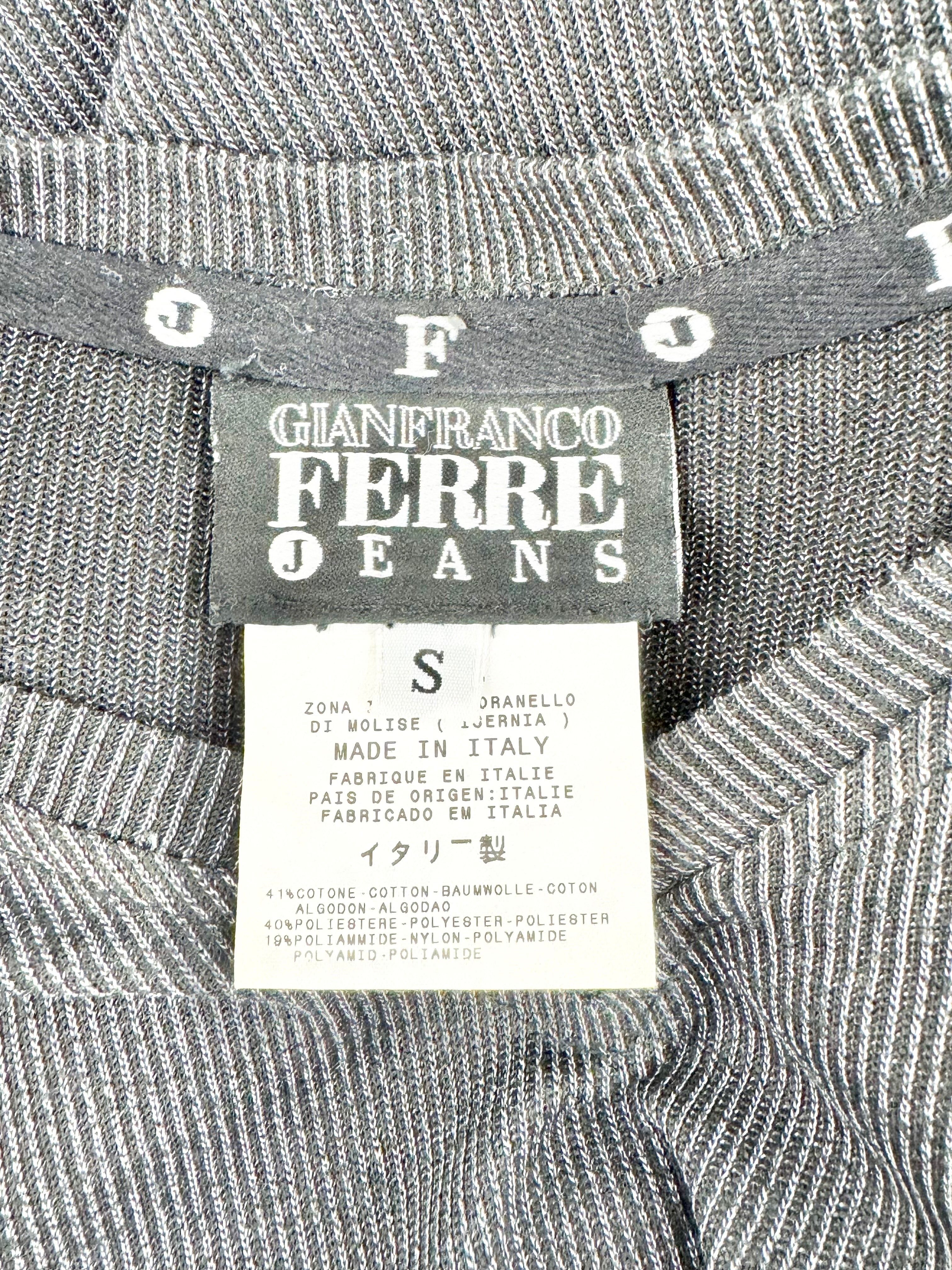 Gianfranco Ferre Jeans Deep Grey V-Neck Long Sleeve Top - S