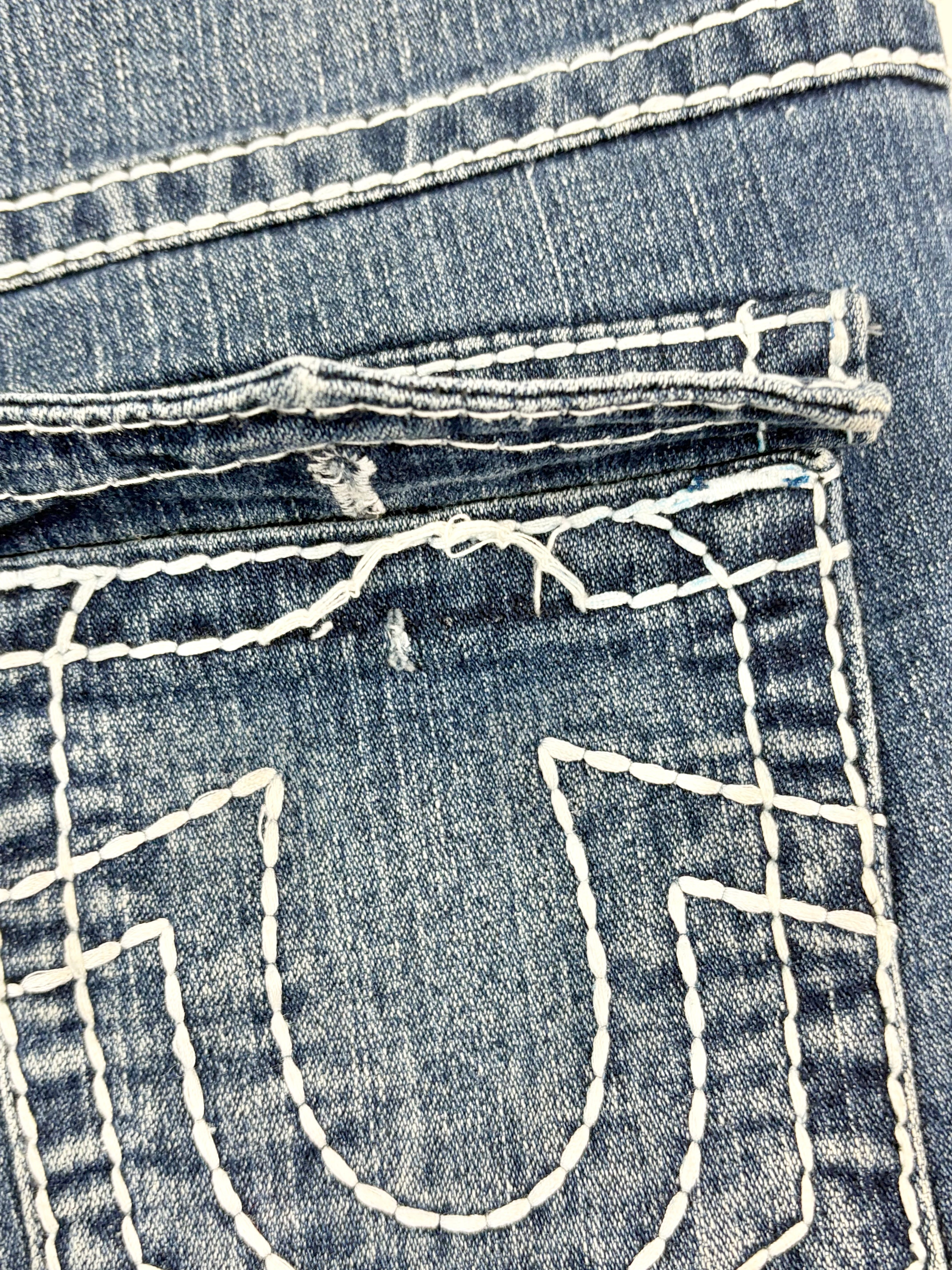 True Religion Dark Blue Distressed Skinny-Fit Jeans - W29