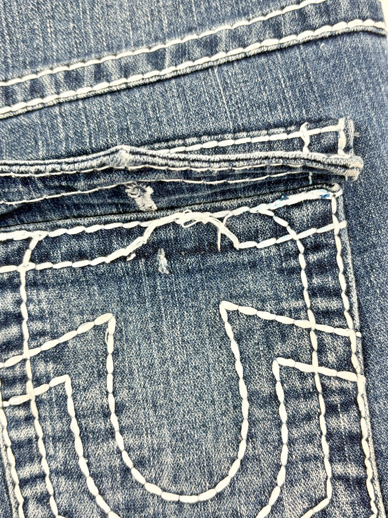 True Religion Dark Blue Distressed Skinny-Fit Jeans - W29