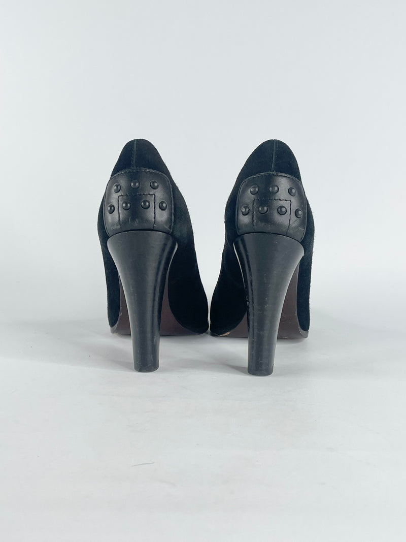 Tod's Black Suede Pointed-Toe Pumps - EU35.5