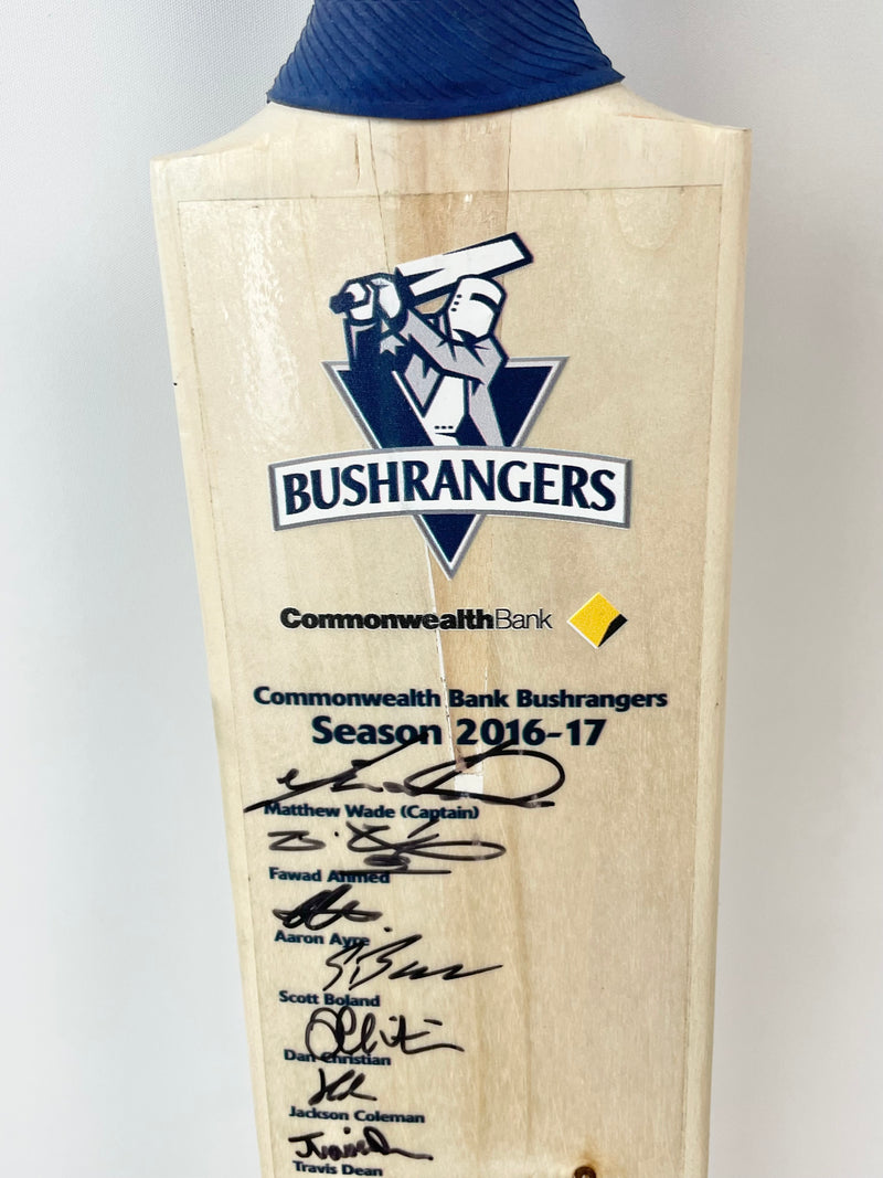 Signed Victorian Bushrangers 2016-17 Season Cricket Bat
