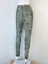 Stella McCartney White & Green Spotted Silk Drawstring Pant - AU8/10