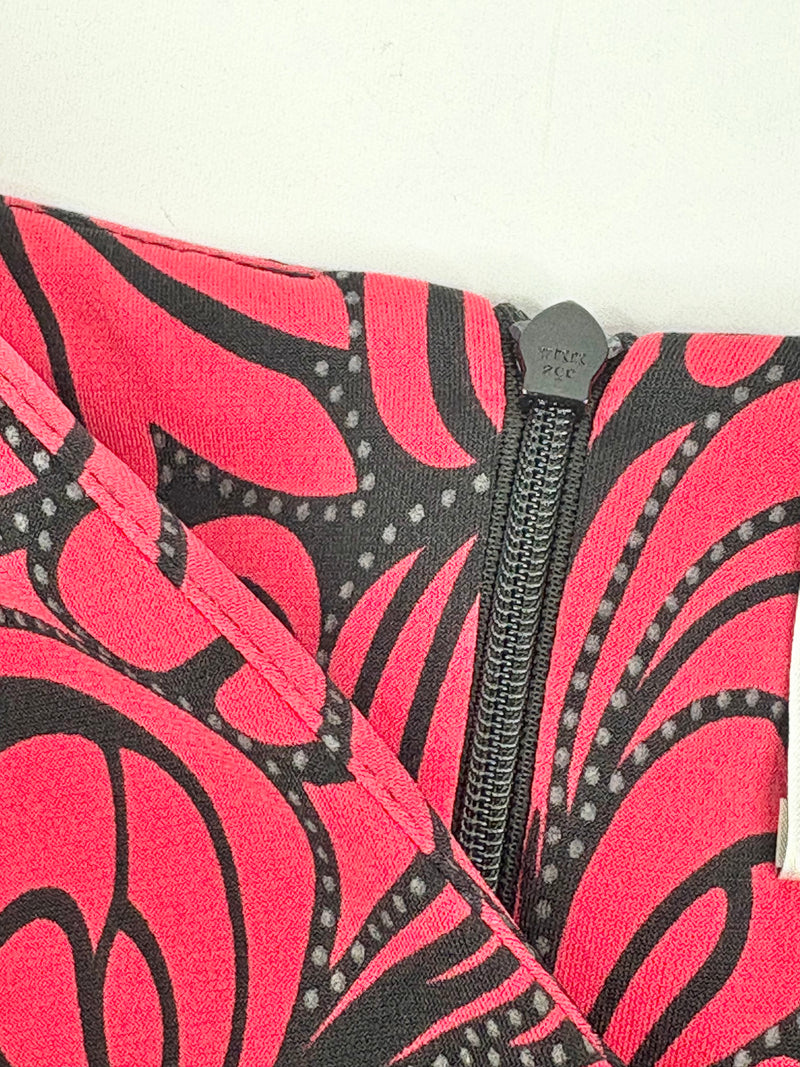 Lisa Barron Red & Black Abstract Floral Dress - AU16