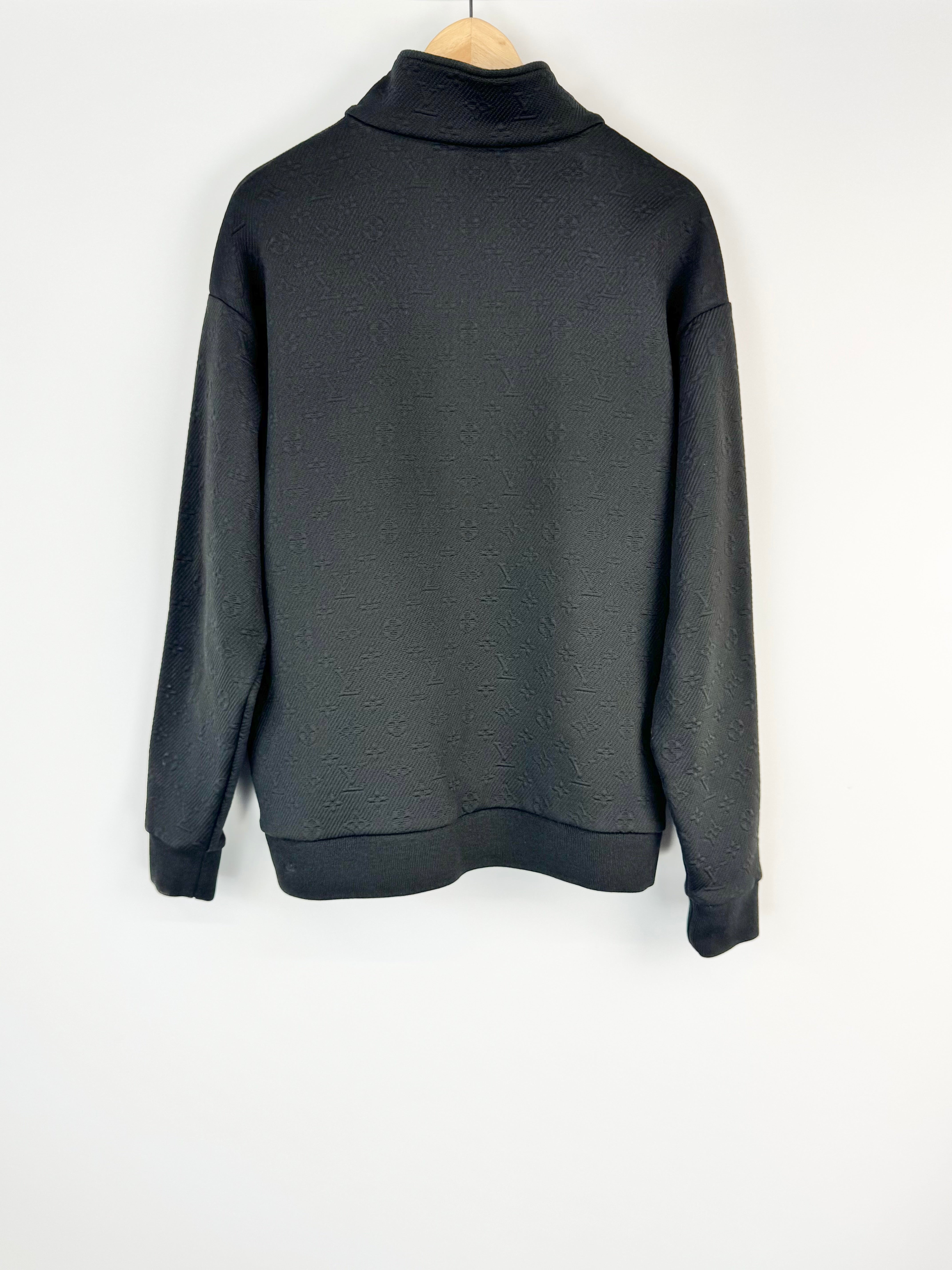 Louis Vuitton Black Monogram Embossed Zippered Jacket - M