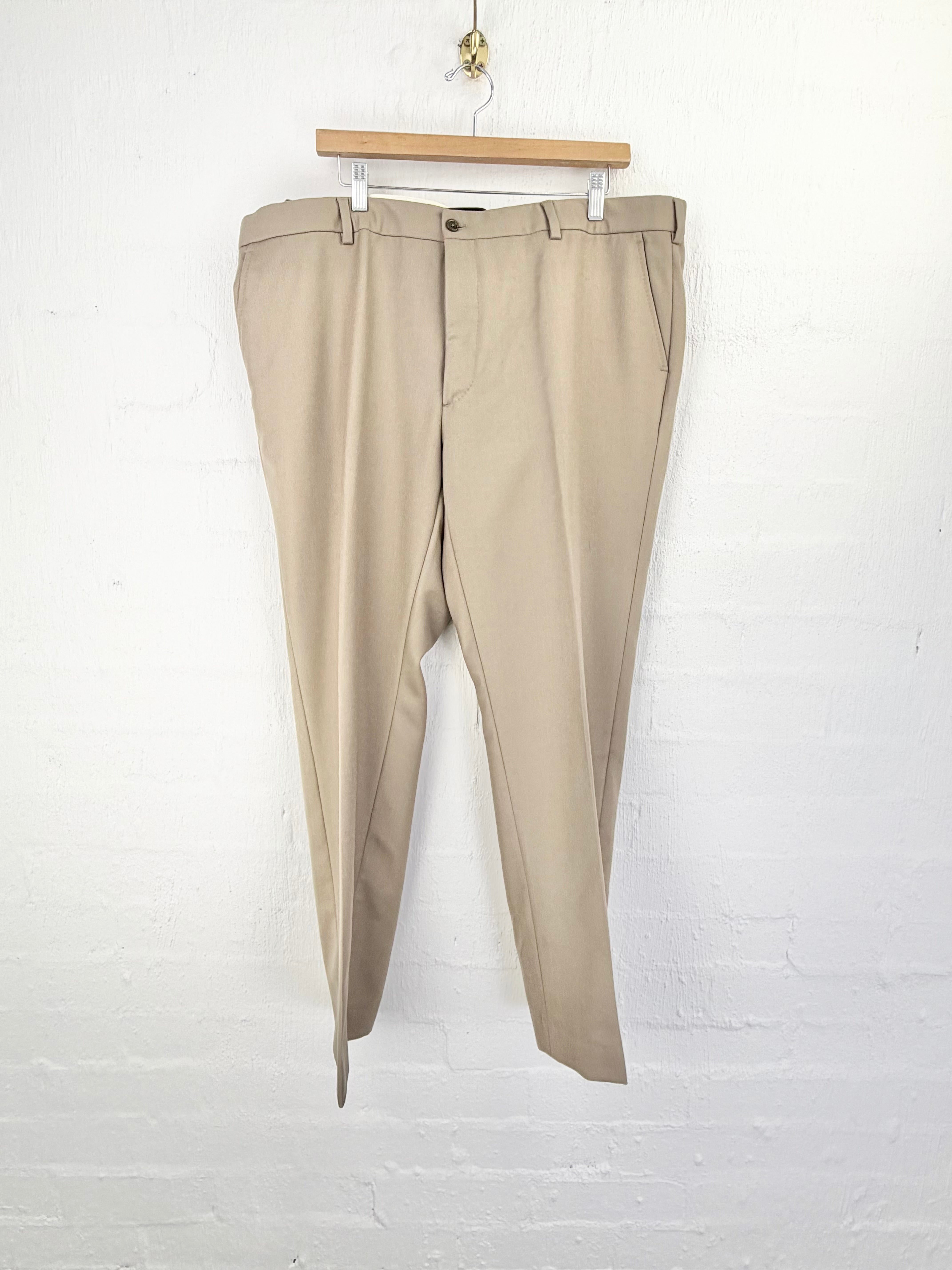 Ralph Lauren Taupe Wool & Black Suspender Slacks - 40