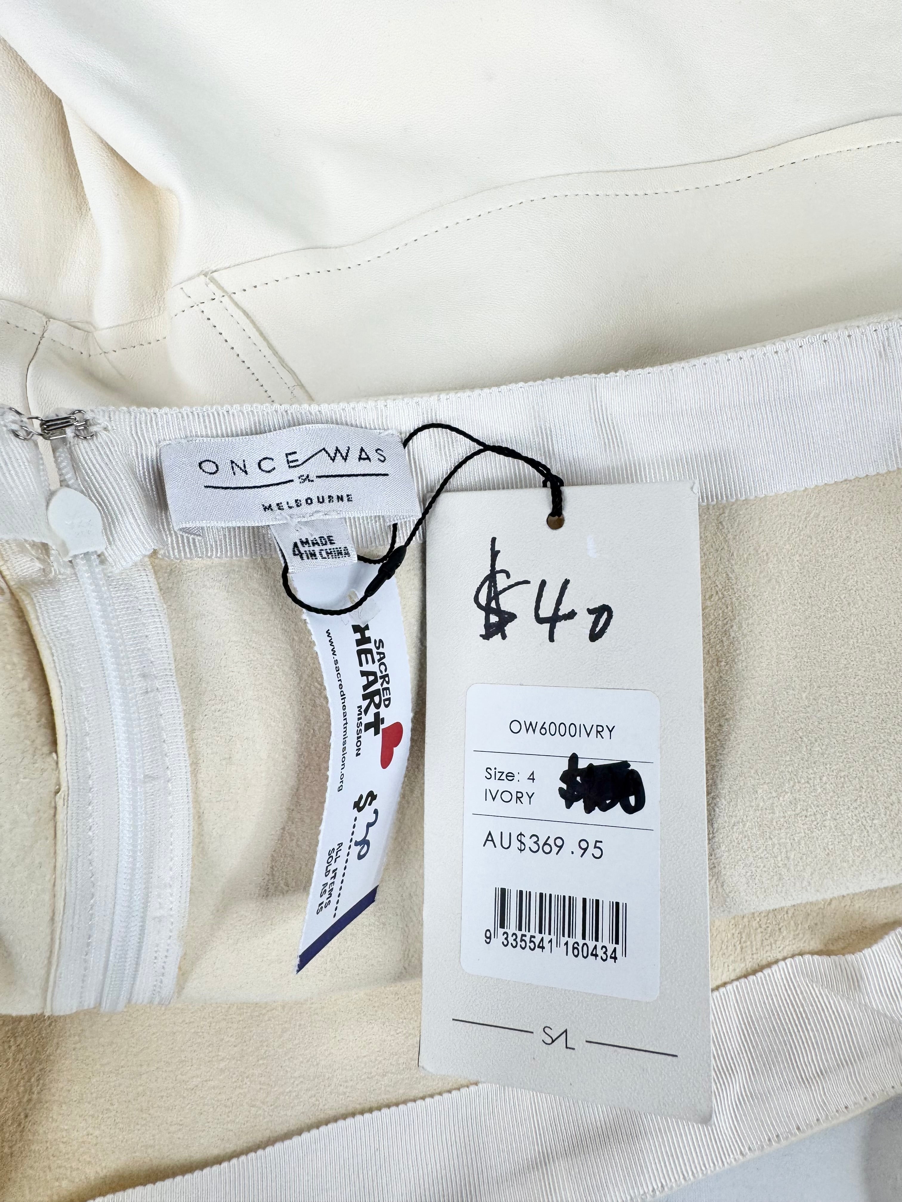 ONCE WAS CREAM LEATHER SKIRT NWT - AU12