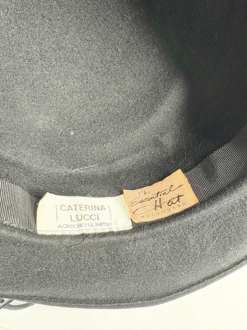 Caterina Lucci Vintage Black Felted Hat