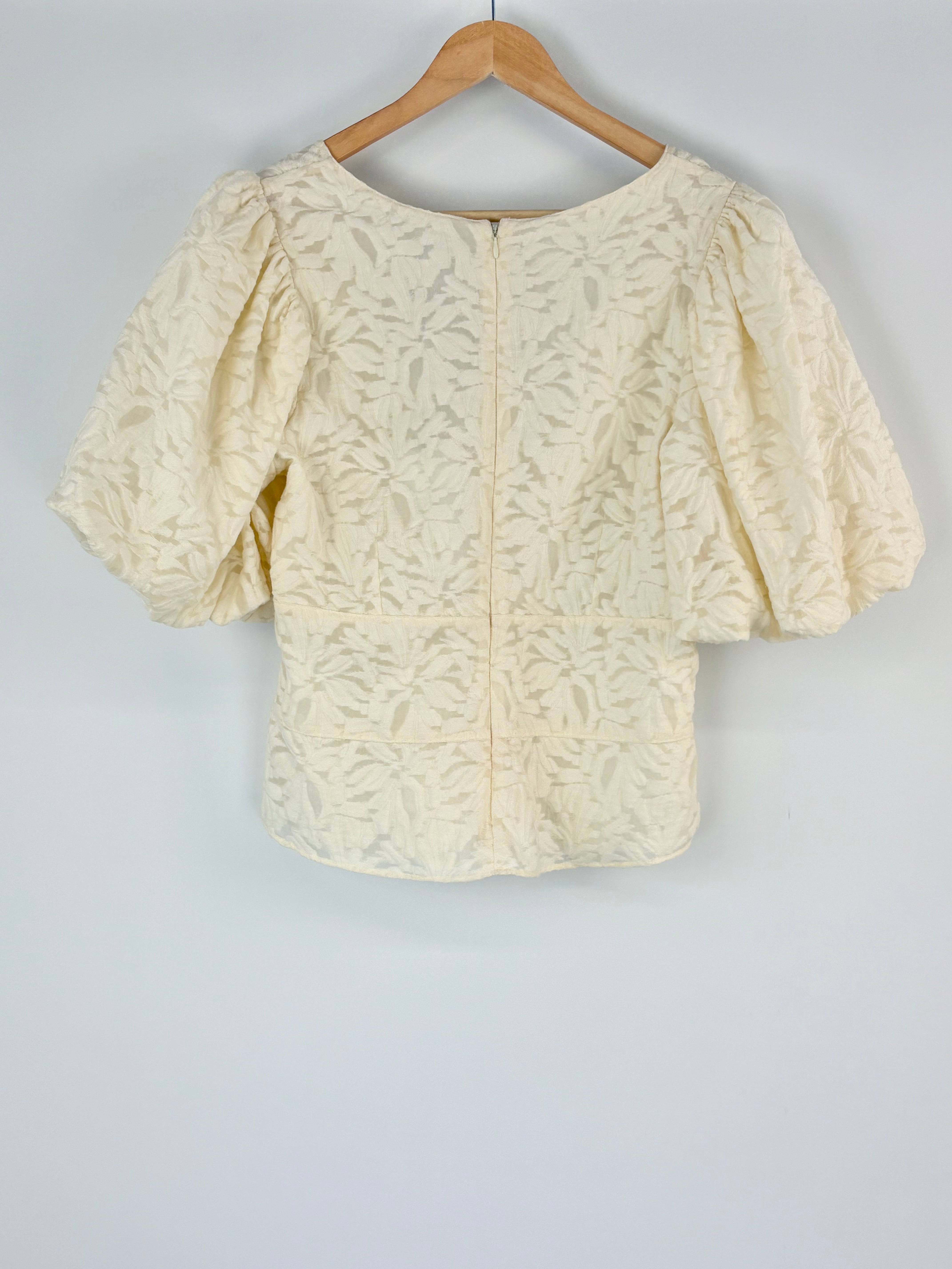 Witchery Vanilla 'Matlisse' Puff-Sleeve Blouse - AU12