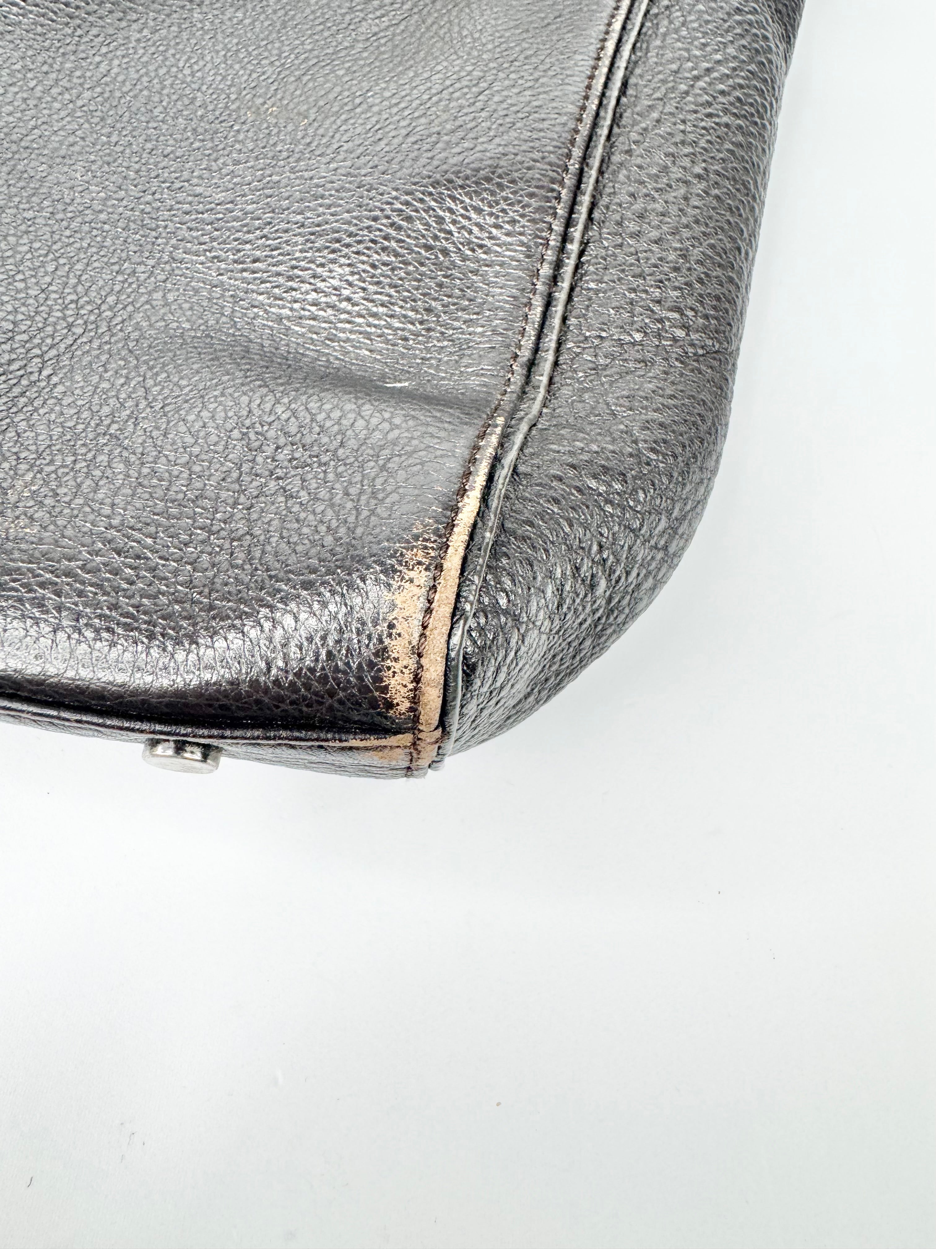 Oroton Brown Black Grained Leather Tote Bag